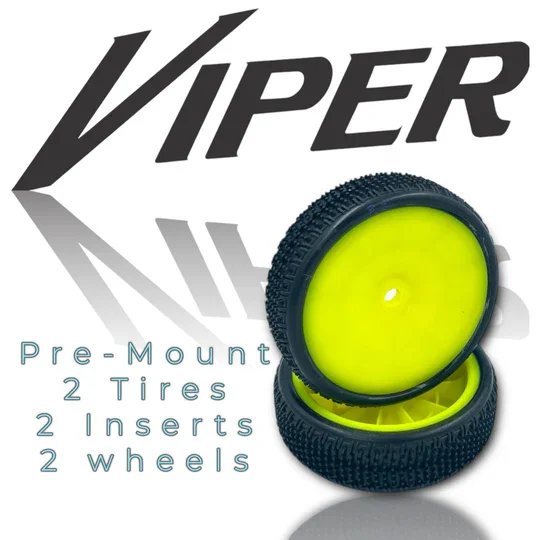 Viper LP 2wd Slim Front Carpet Tire Pre-Mount Yellow - C4 Red - 3070-C4-Y