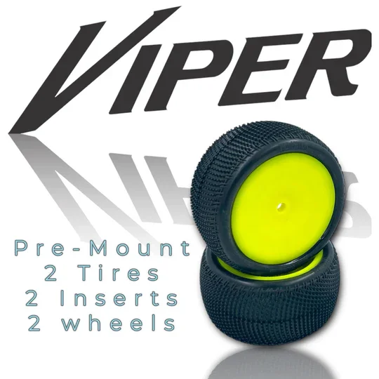 Viper LP 2.2'' Rear Carpet Tire Pre-Mount Yellow - C4 Red - 3090-C4-Y