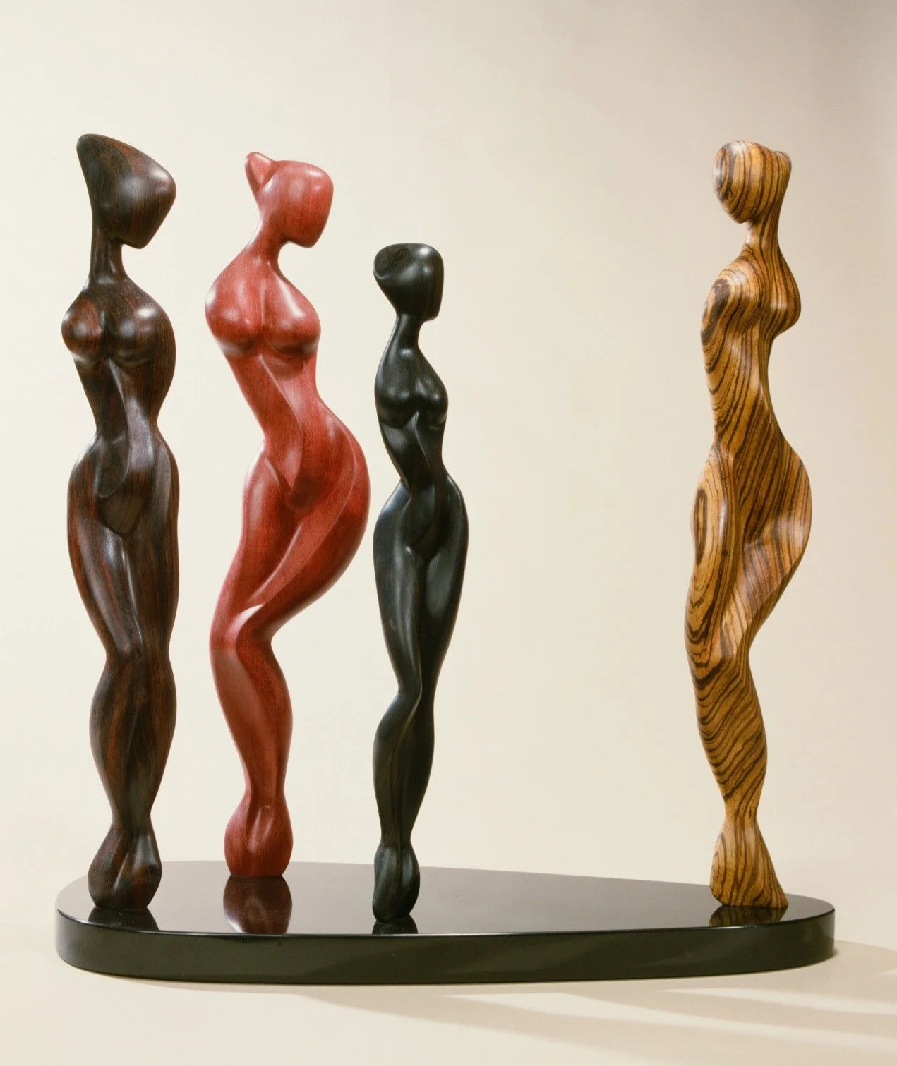 Robert Ortlieb sculpture, Confrontation, made of rare woods.