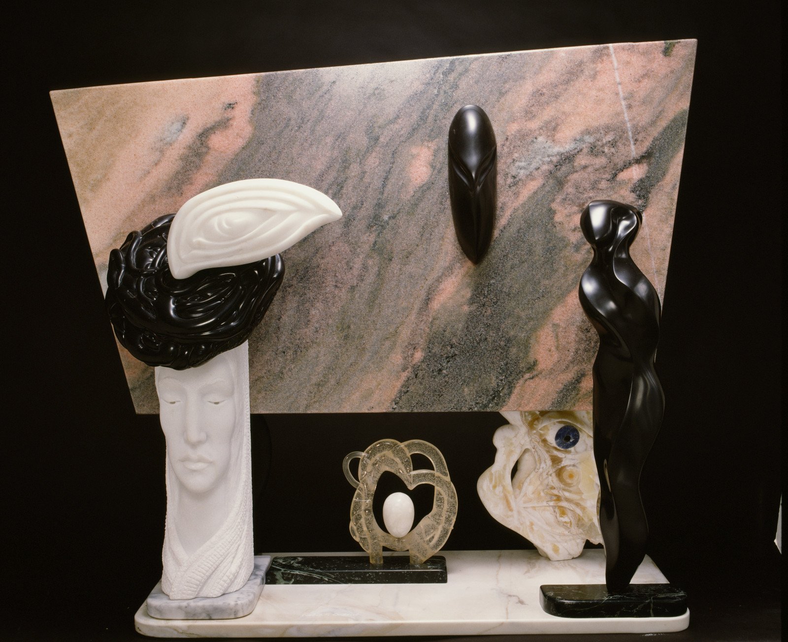 Robert Ortlieb's collection of abstract art pieces depicting "Sculptures an Exhibition"
