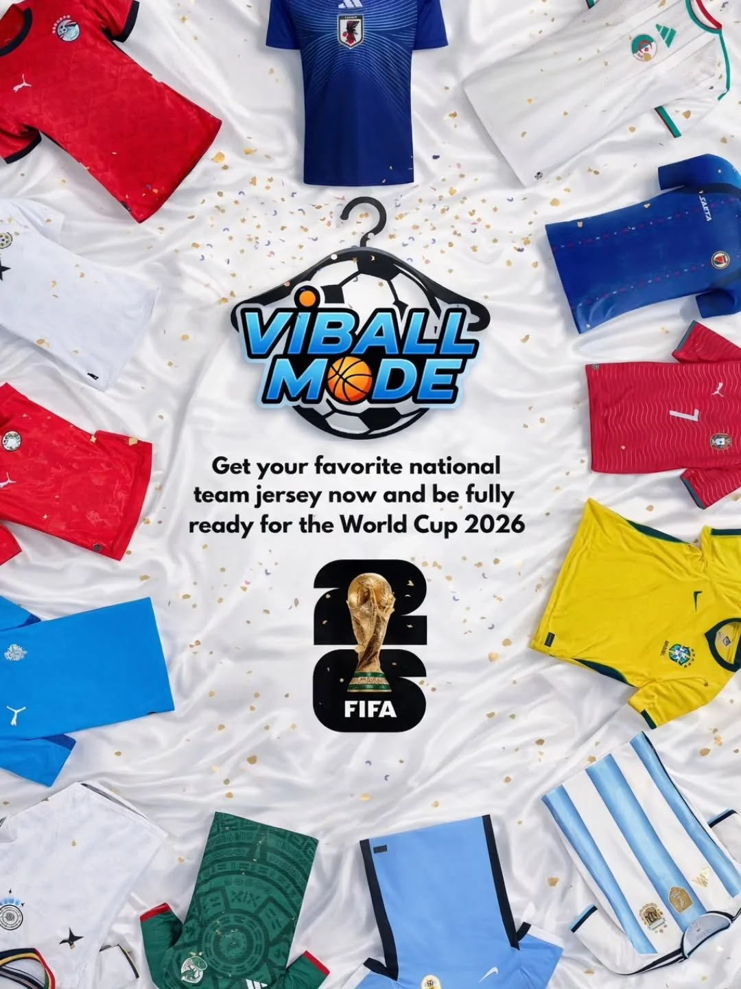 World Cup season is near ⚽🏆
Don&rsquo;t miss out &mdash; go viballmode 💥
Buy your jersey now 👕🔥
#soccerjersey #foot