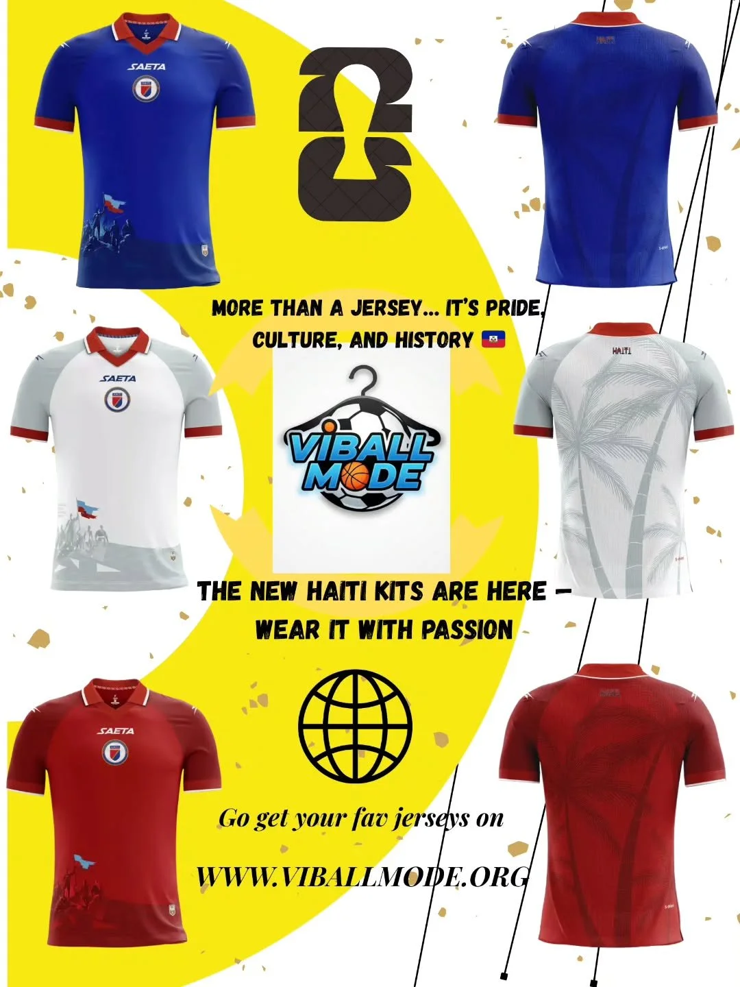 The new Haiti kits are here 🇭🇹 wear it with passion
Viballmode. Org🥇
#ha&iuml;ti #worldrecord #cup2026