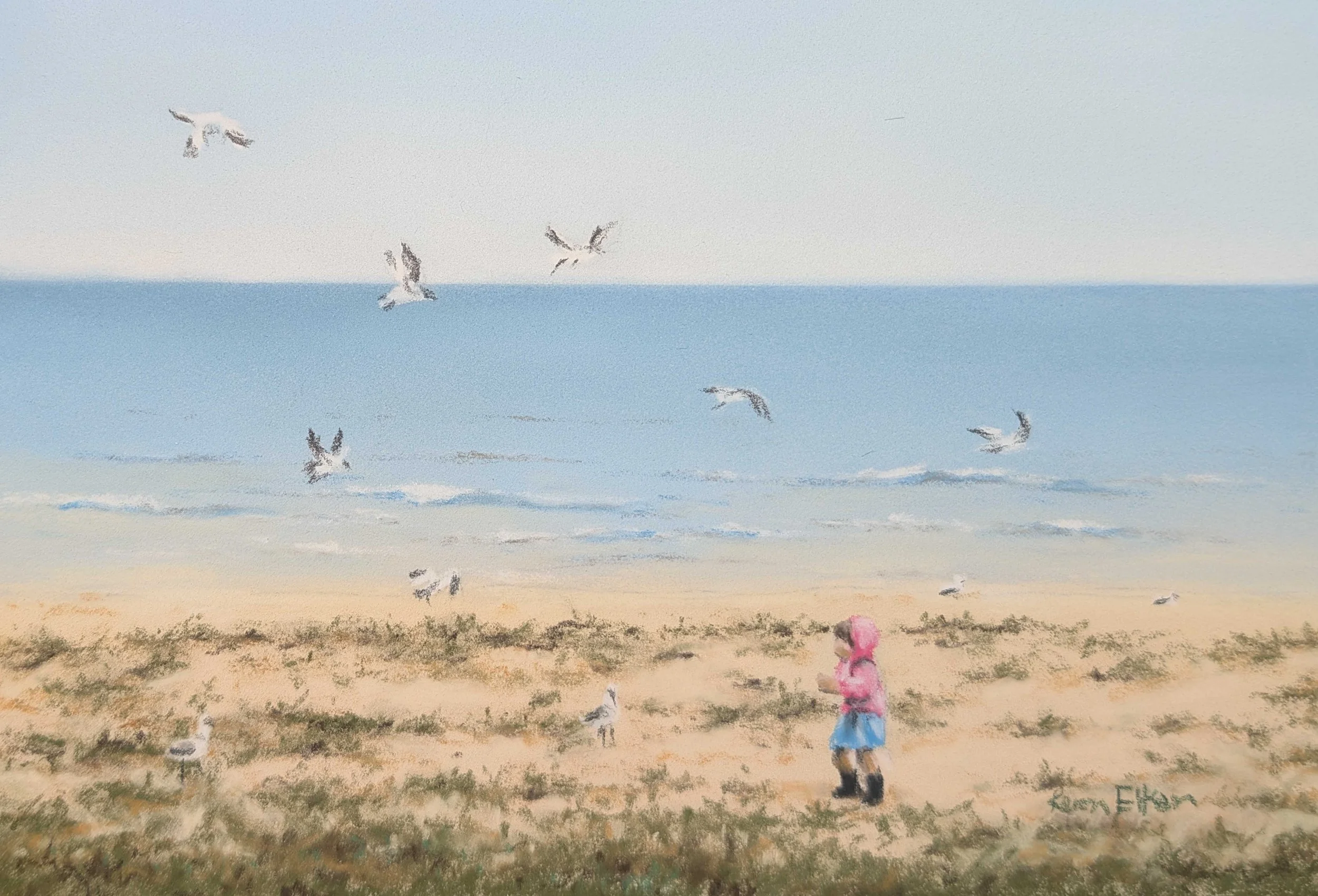 Seagulls:  7 x 5 inch framed and matted.
$125