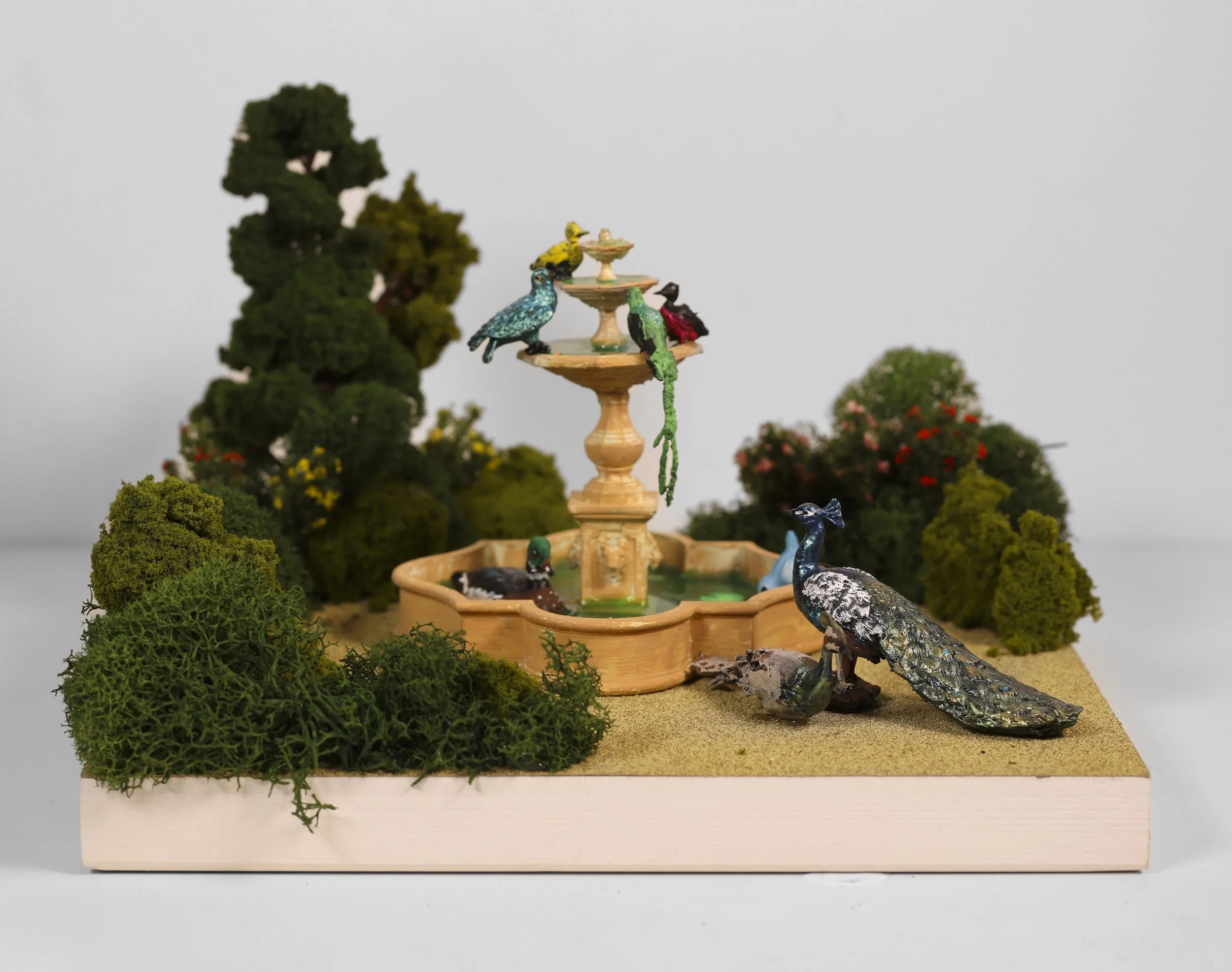 "The Garden Fountain", Front View, Mixed Media, 8" x 8" x 6"