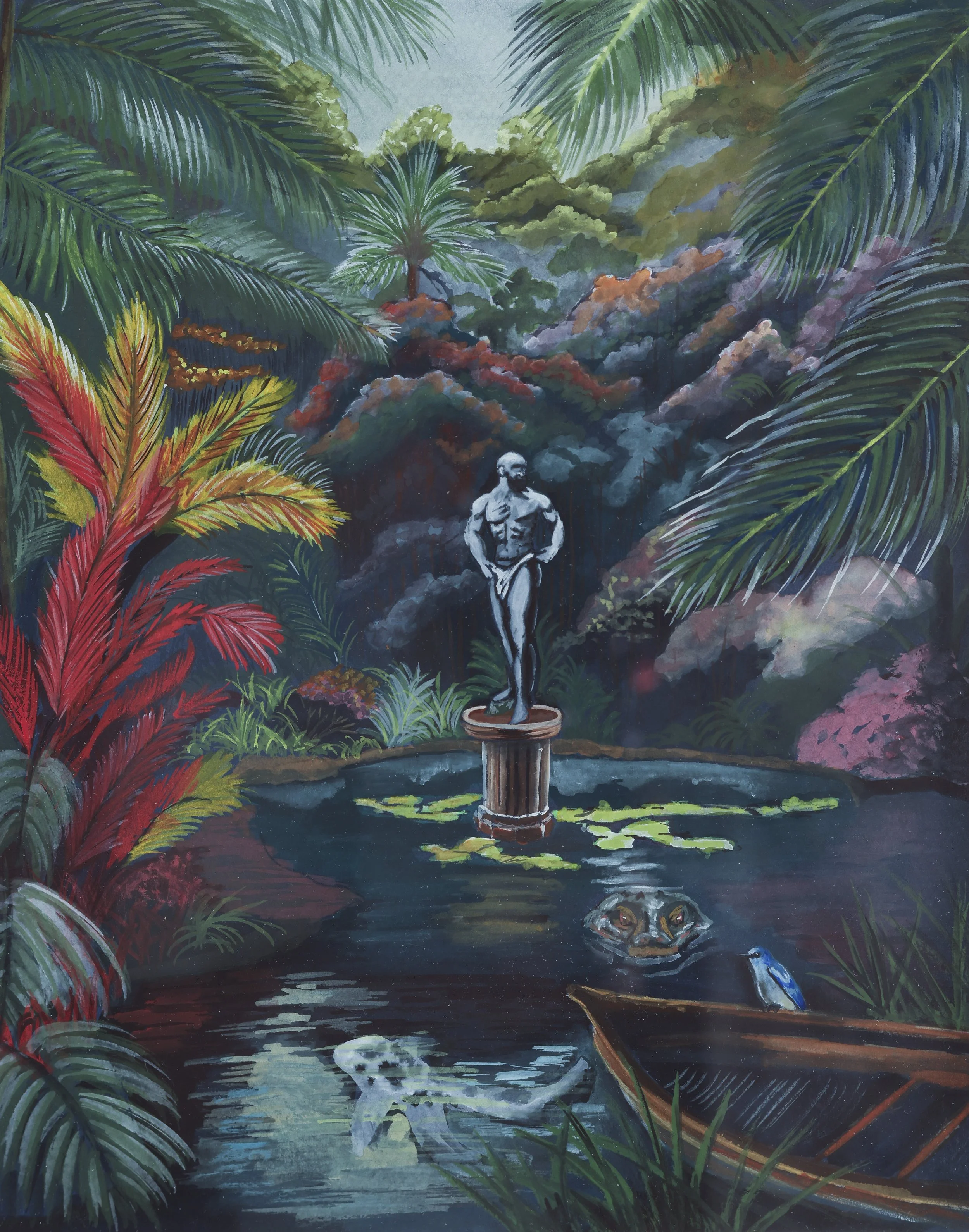 "Tropical Jungle", 8" x 10", Watercolor and Gouache on Paper, 2025