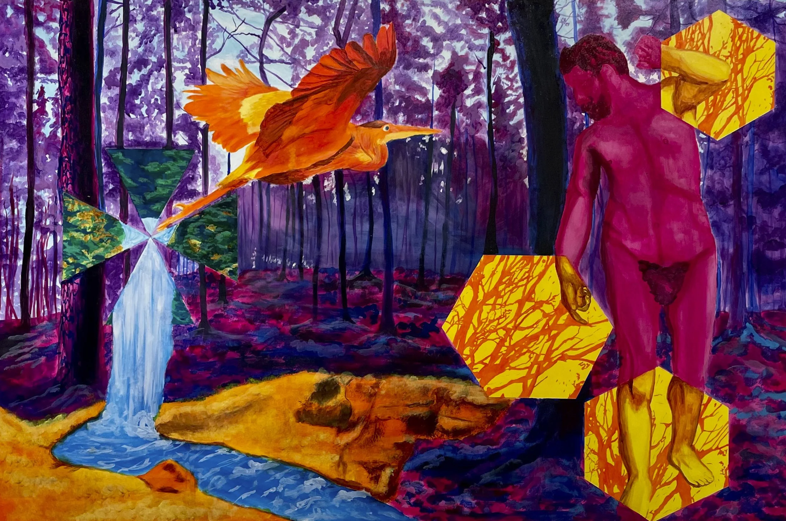 "Trinity," 2022, 36"x24", Acrylic on Panel