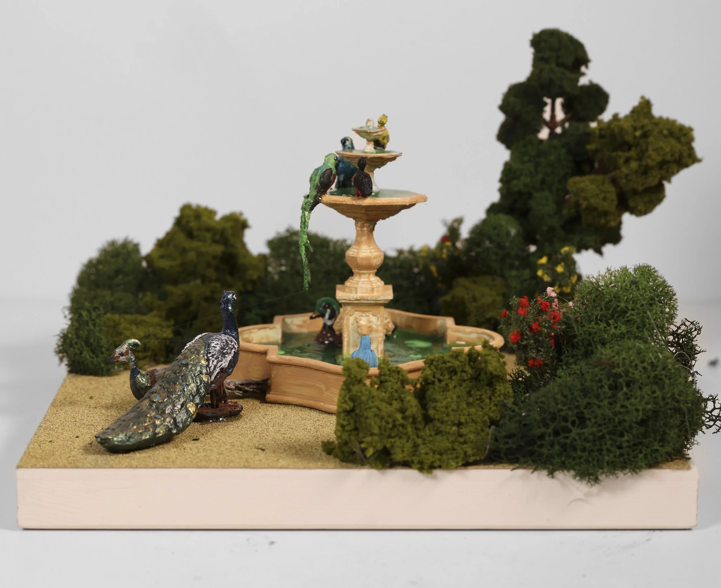 "The Garden Fountain", Side View, Mixed Media, 8" x 8" x 6"