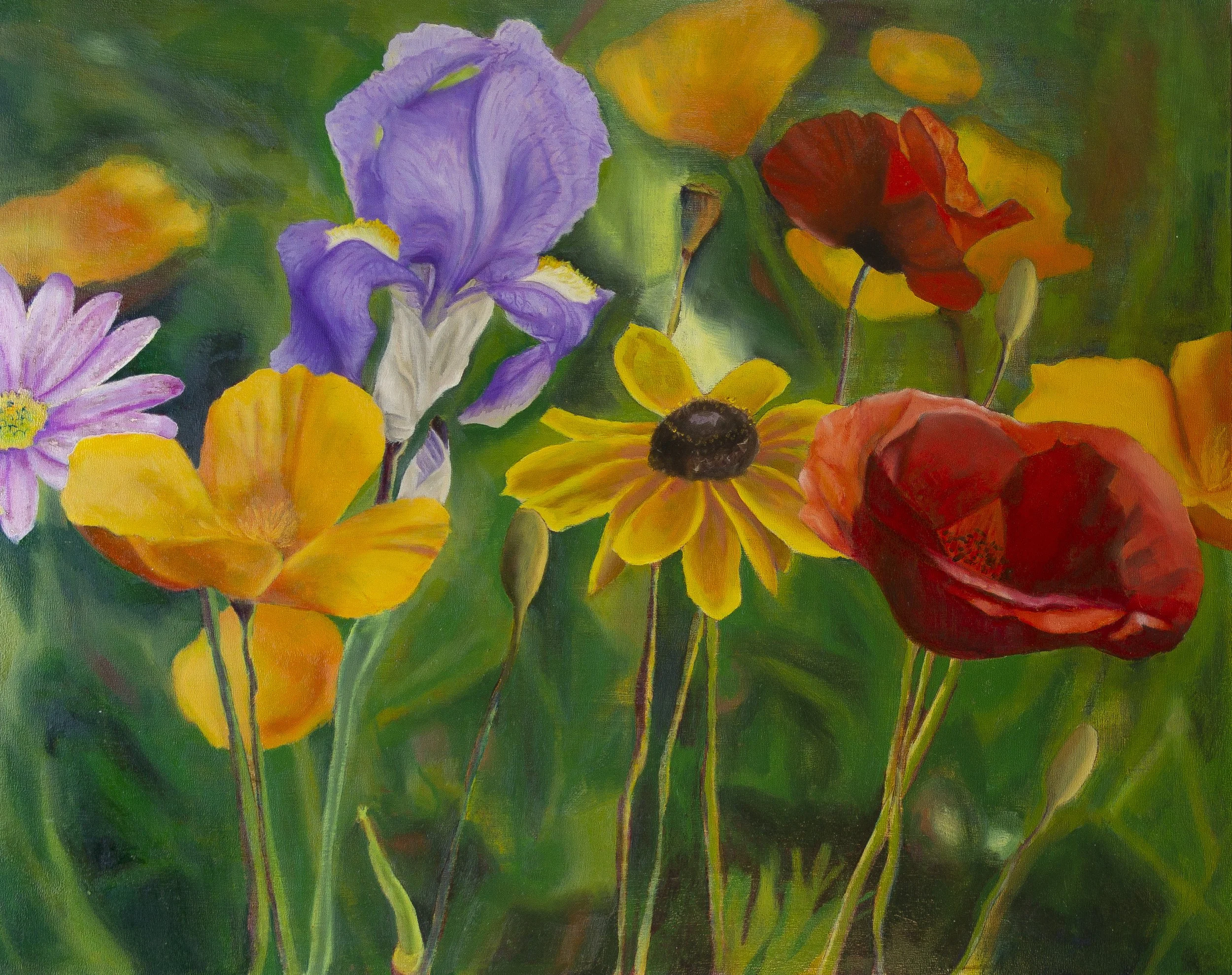 "Wild Flowers", 20"x16", Oil on Panel, 2023