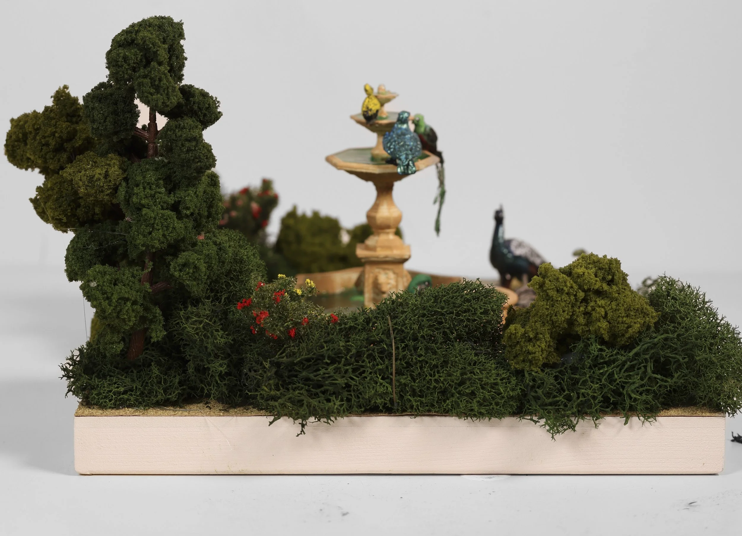"The Garden Fountain", Side View, Mixed Media, 8" x 8" x 6"