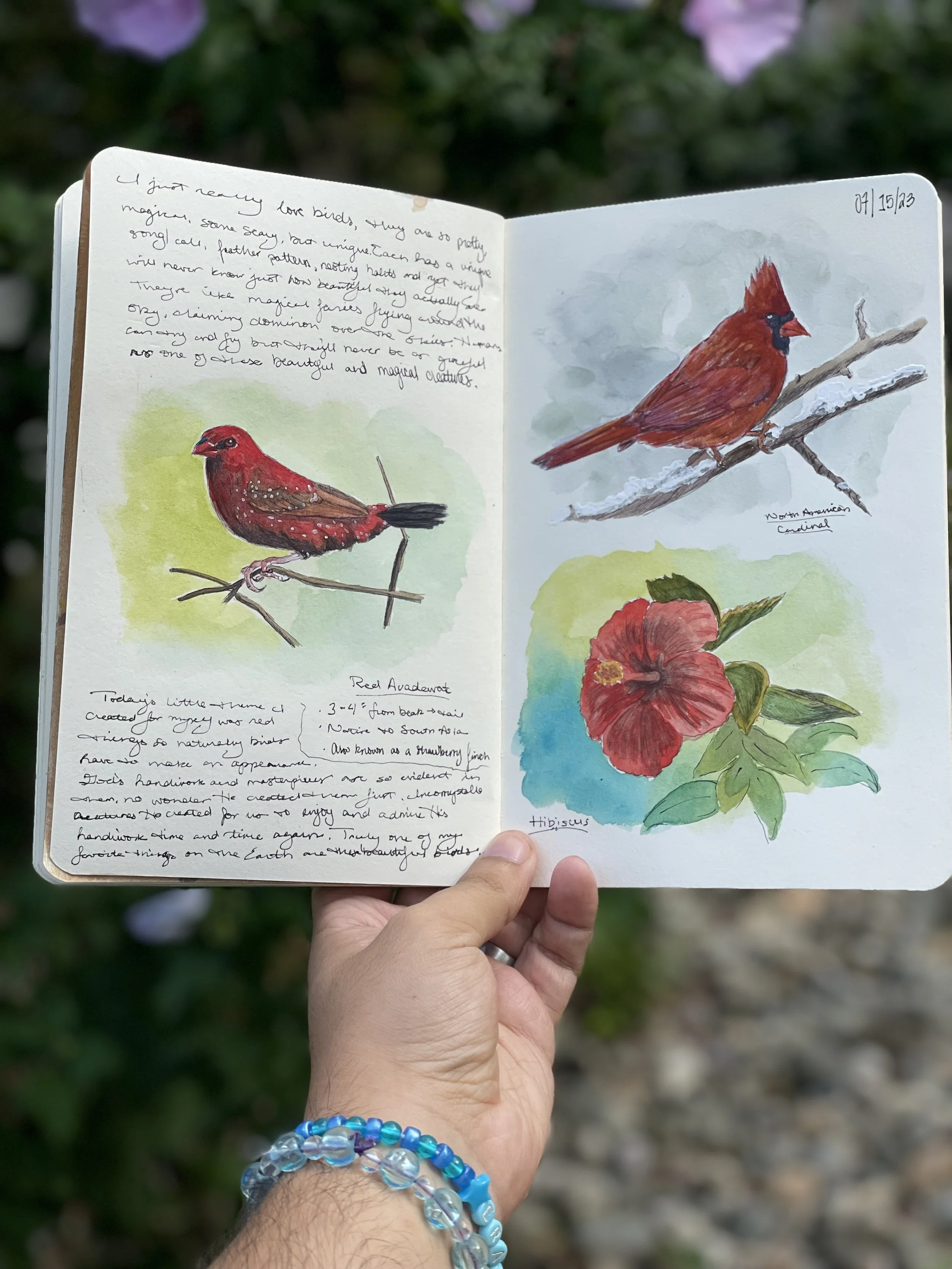 Sketchbook 07/15/2023, Ballpoint Pen and Watercolor on Paper, 8.5"x11", 2023