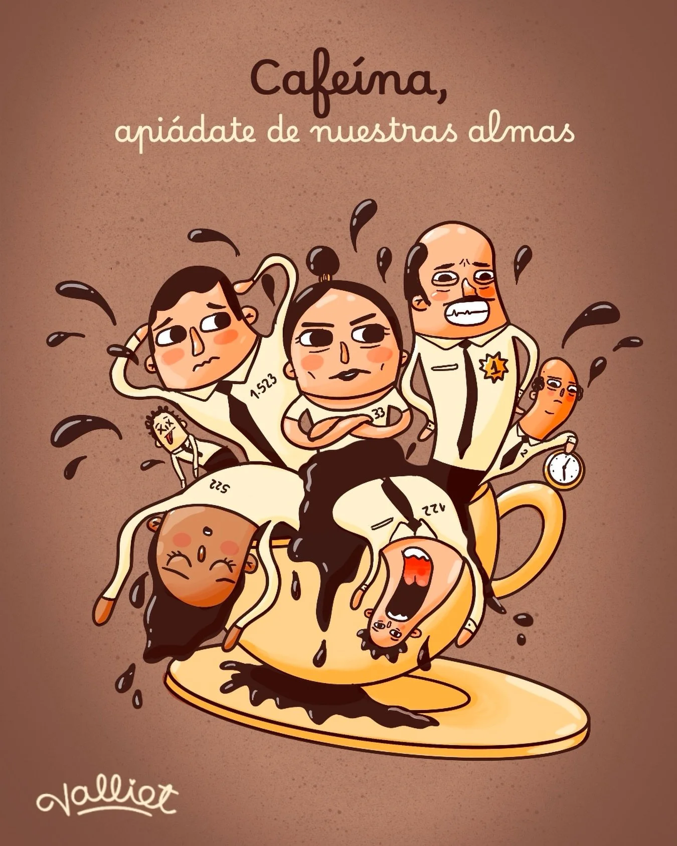 Hay d&iacute;as en los que ni la cafe&iacute;na alcanza&hellip; y ah&iacute; es cuando recuerdas que no viniste a este mundo a ser un workaholic profesional.
Respira, crea a tu ritmo y guarda un pedacito de alma para ti. ☕✨

#artillustration #digital