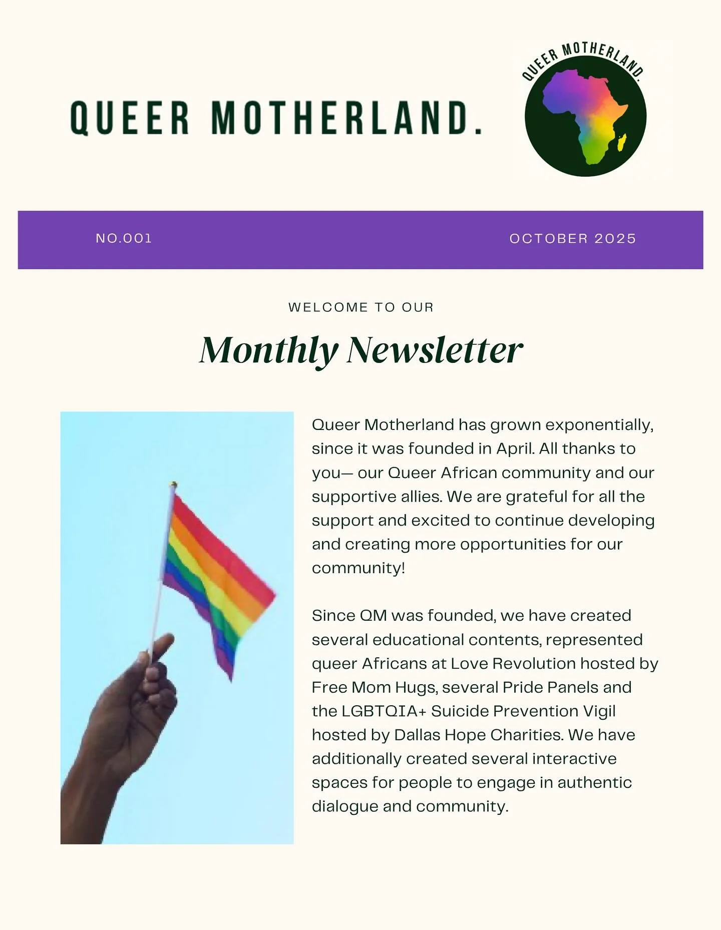ATTENTION!!! WE HAVE A NEWSLETTER!!!! The Queer Motherland Newsletter has been launched where anyone can subscribe for FREE and be updated with updates happening with QM, news about LGBTQ+ Africans across the diaspora, and our monthly member submissi