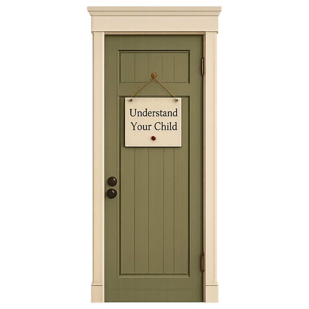 Olive door representing parent support