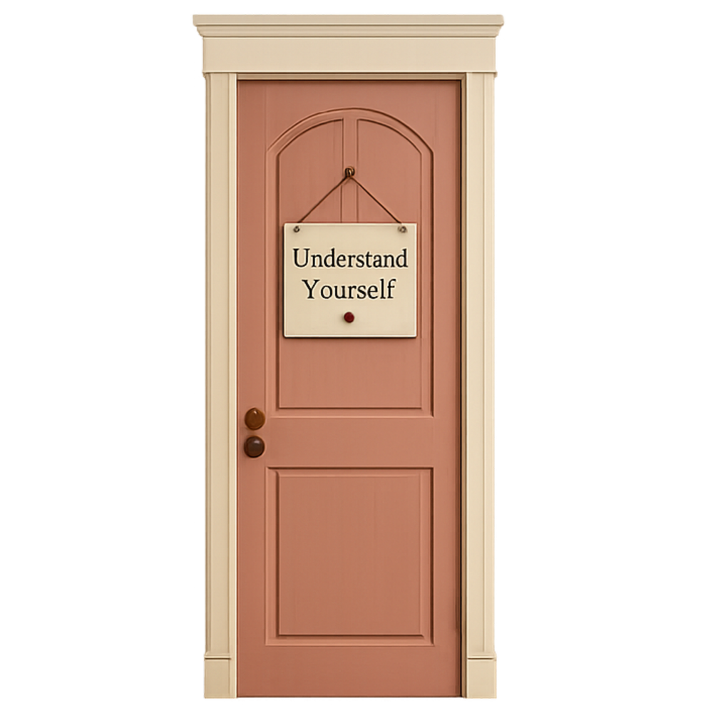 Dusty rose door representing therapy for adults