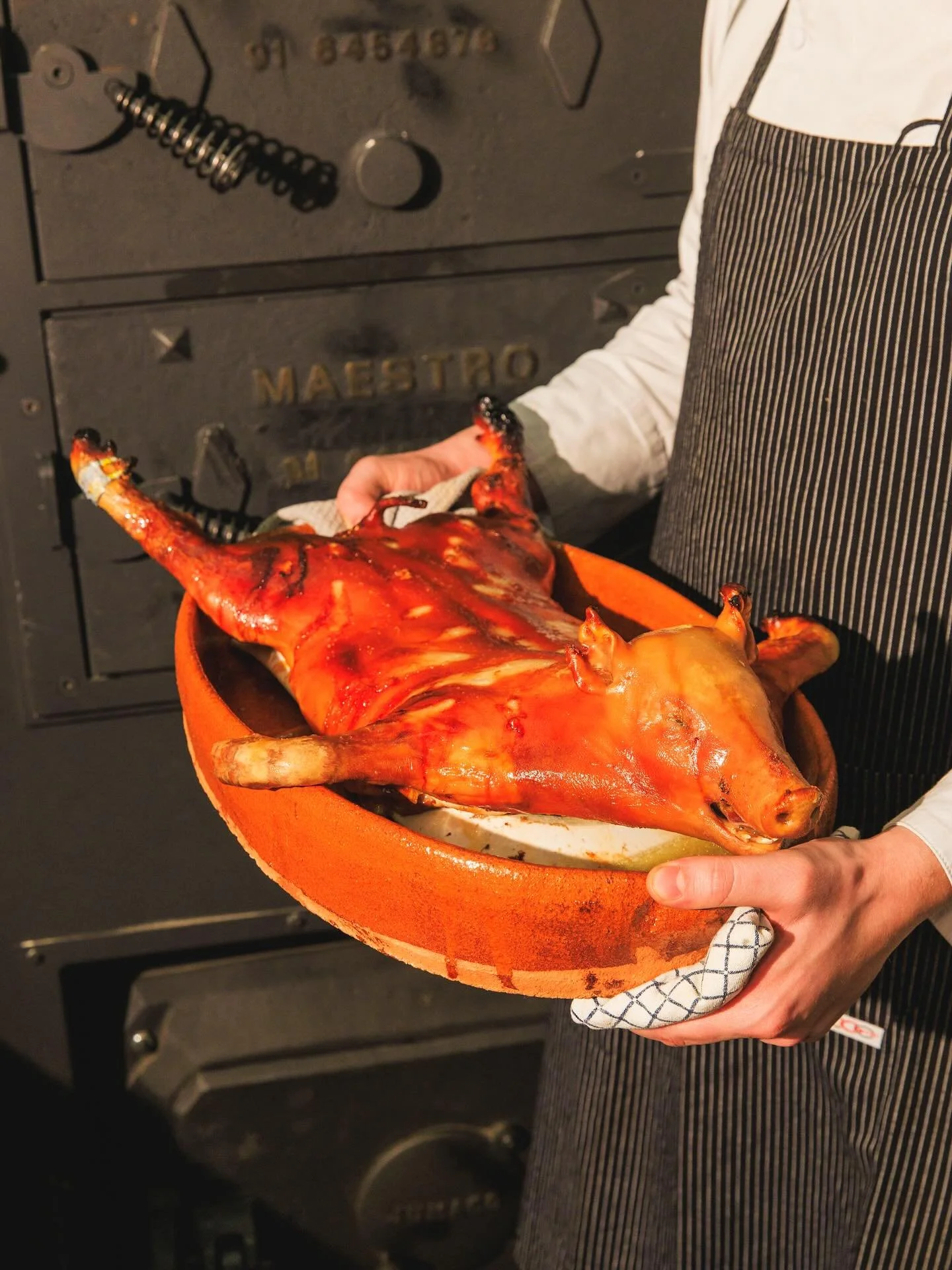 Cochinillo MG 5&ndash;6 kg &mdash; символ на премиум качество.
MG (Marcos Garc&iacute;a) е висок клас сертифицирано сукалче, известно с изключителната си крехкост, фин вкус и равномерно мастно съдържание.
Бавно изпечено до перфектна хрупкавост &mdash