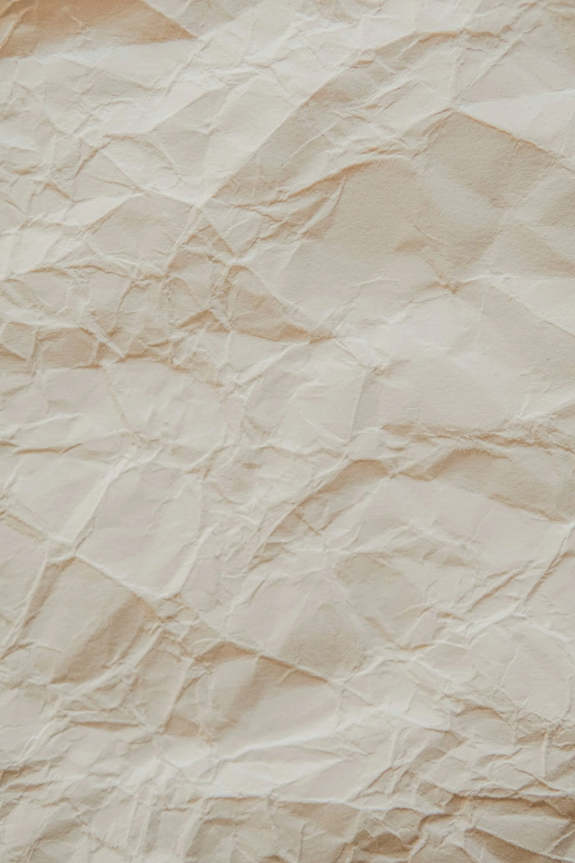 Close-up of a crumpled, textured beige paper surface.