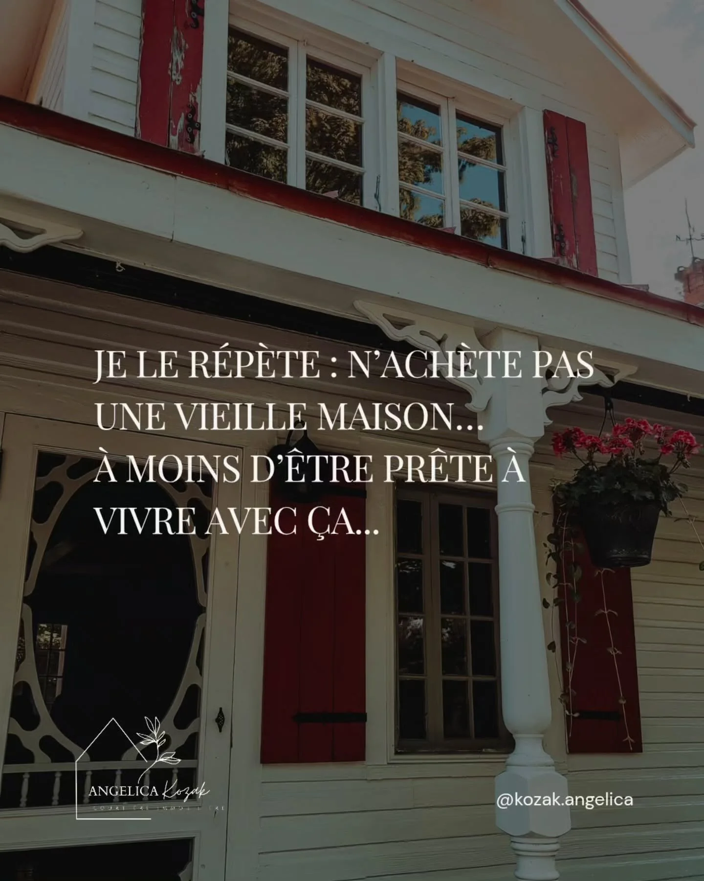 La v&eacute;rit&eacute;?
Une maison d&rsquo;&eacute;poque, ce n&rsquo;est pas pour tout le monde.
Mais si tu es du genre &agrave; voir du caract&egrave;re l&agrave; o&ugrave; d&rsquo;autres voient des &ldquo;d&eacute;fauts&rdquo;&hellip;

Si tu es ca