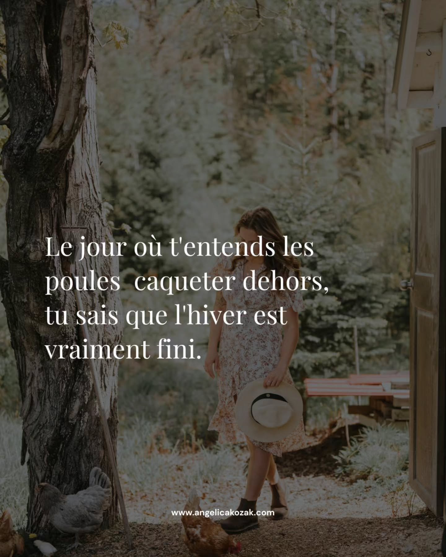 Le chaos du printemps, les animaux dehors, la cour qui reprend vie. Le sentiment que ta maison respire avec toi.

Si t'es pr&ecirc;te &agrave; passer &agrave; quelque chose de plus grand, plus de terrain, plus de caract&egrave;re, plus de vie  ou si 