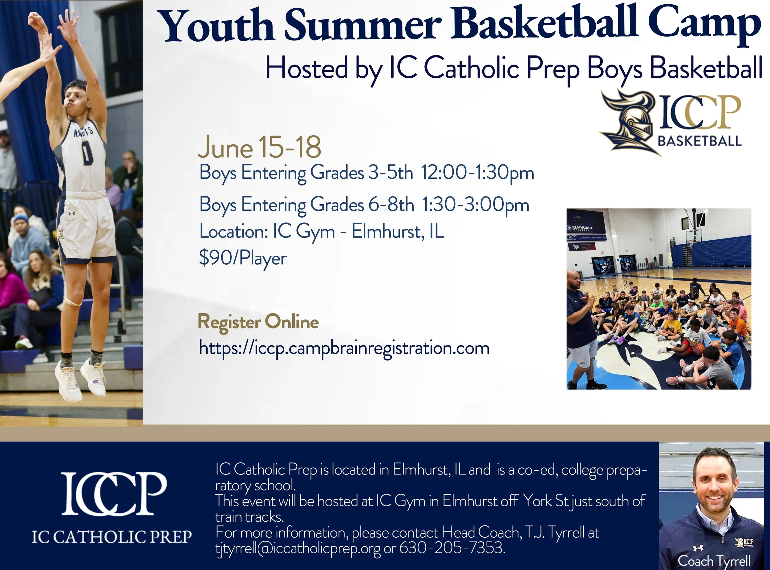 IC Catholic Prep Youth Summer Basketball Camp June 15-18 (Grades 3-8)