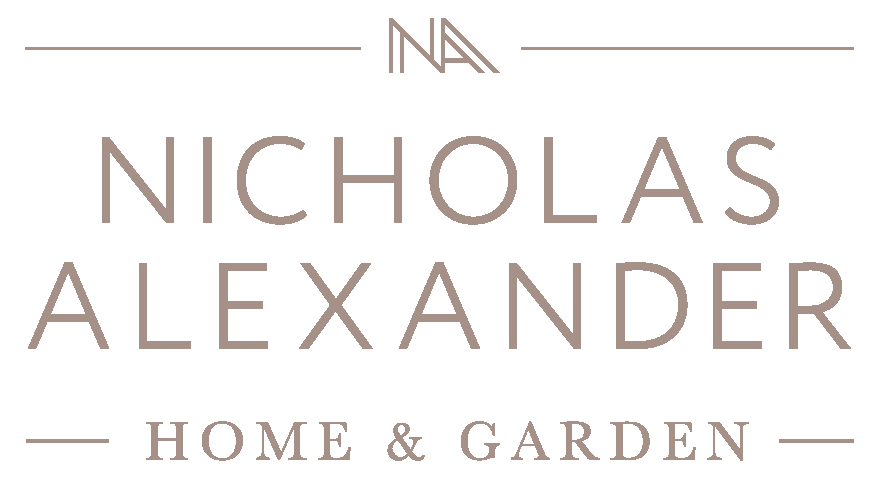 Logo for Nicholas Alexander Home & Garden, featuring a stylized "NA" at the top.