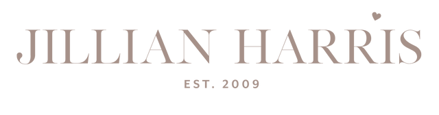 Graphics with the text 'Jillian Harris EST. 2009' and a small heart symbol.