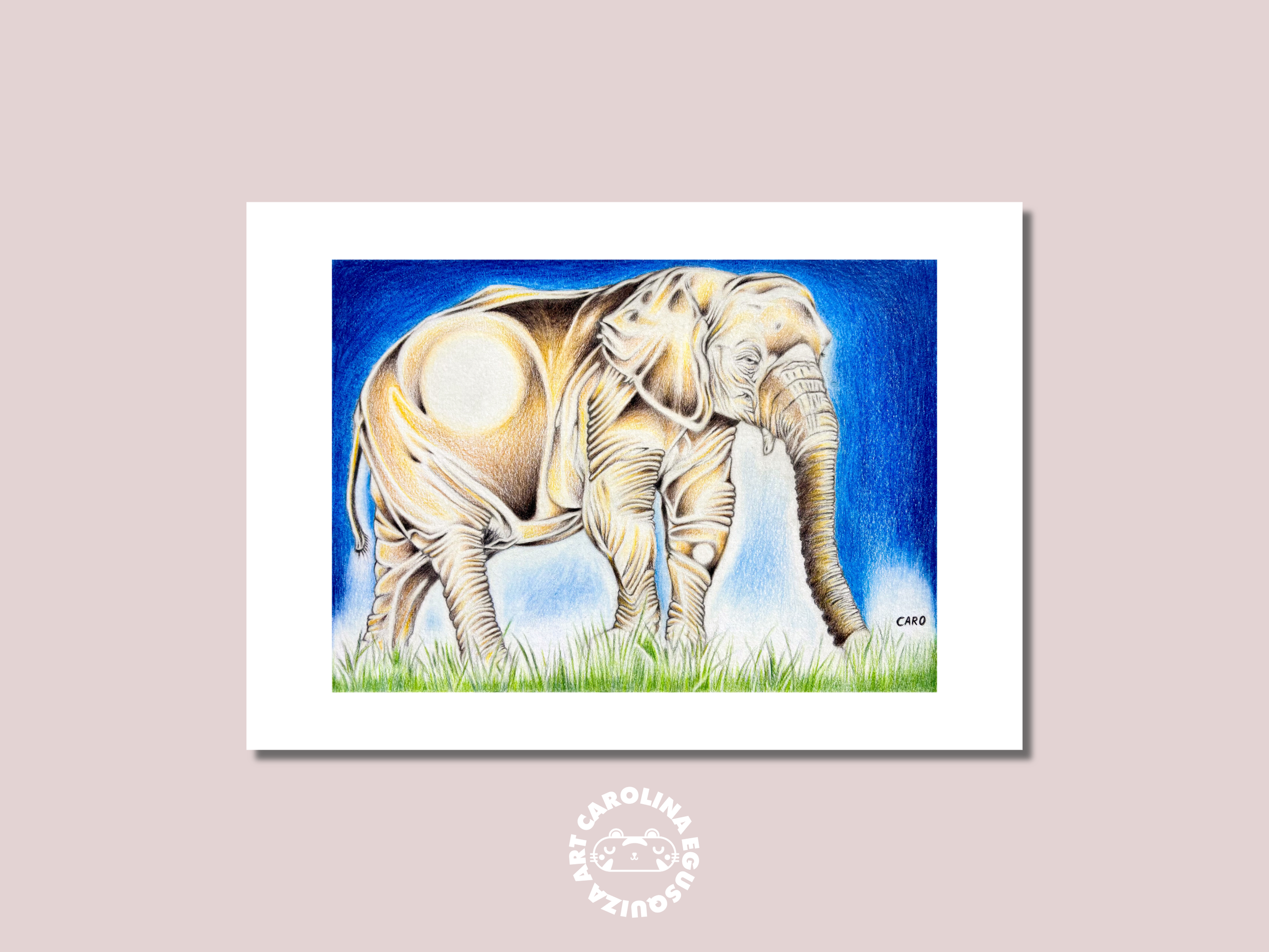 African Bush Elephant, Digital Print Display With Logo.PNG