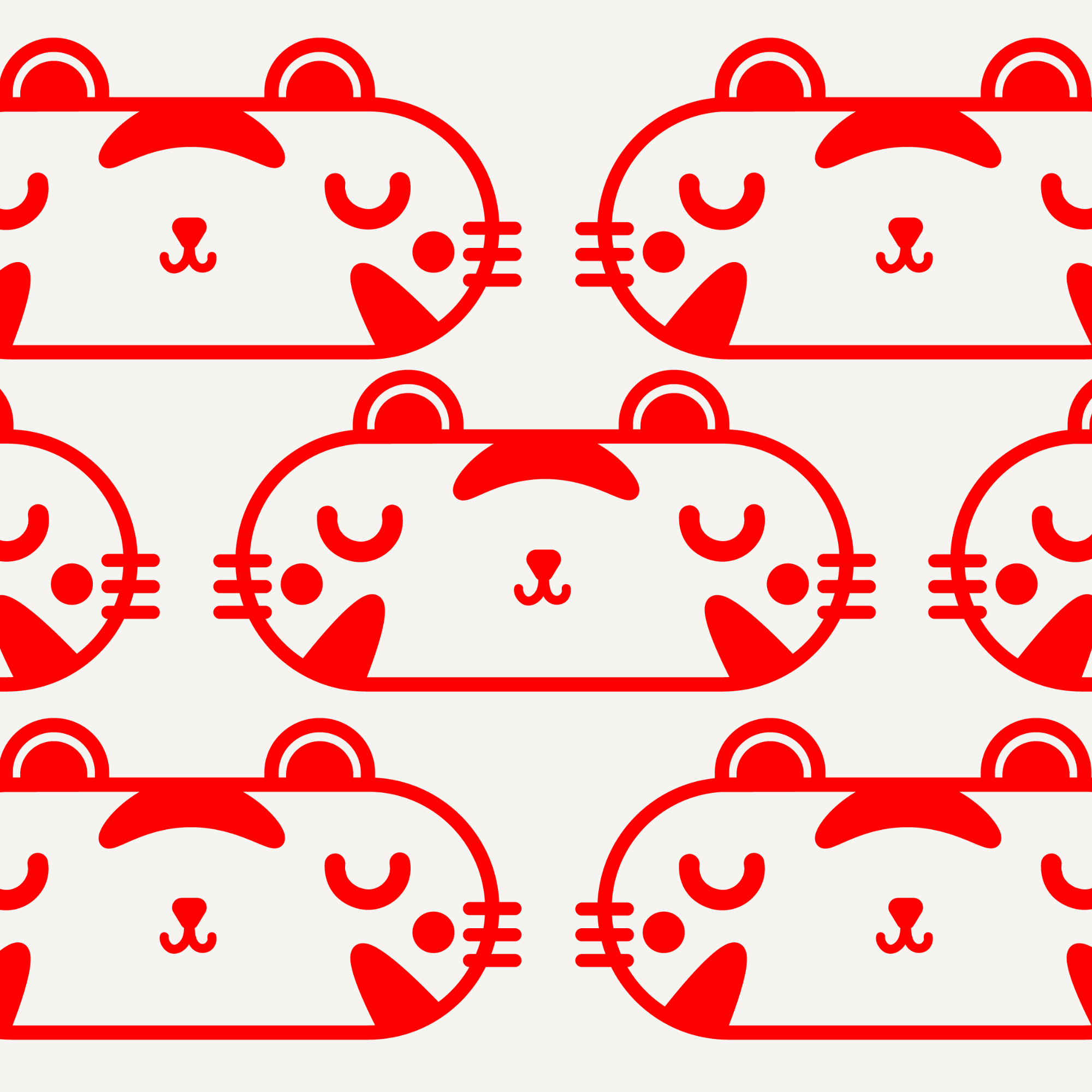 An illustration of several tiger faces up against a beige background.