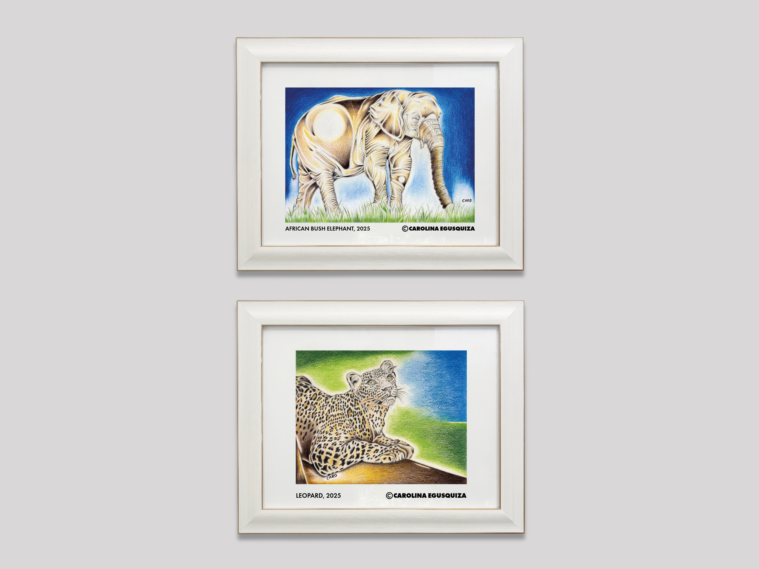 Elephant and Leopard, Framed Digital Prints With Signature, CMYK.PNG
