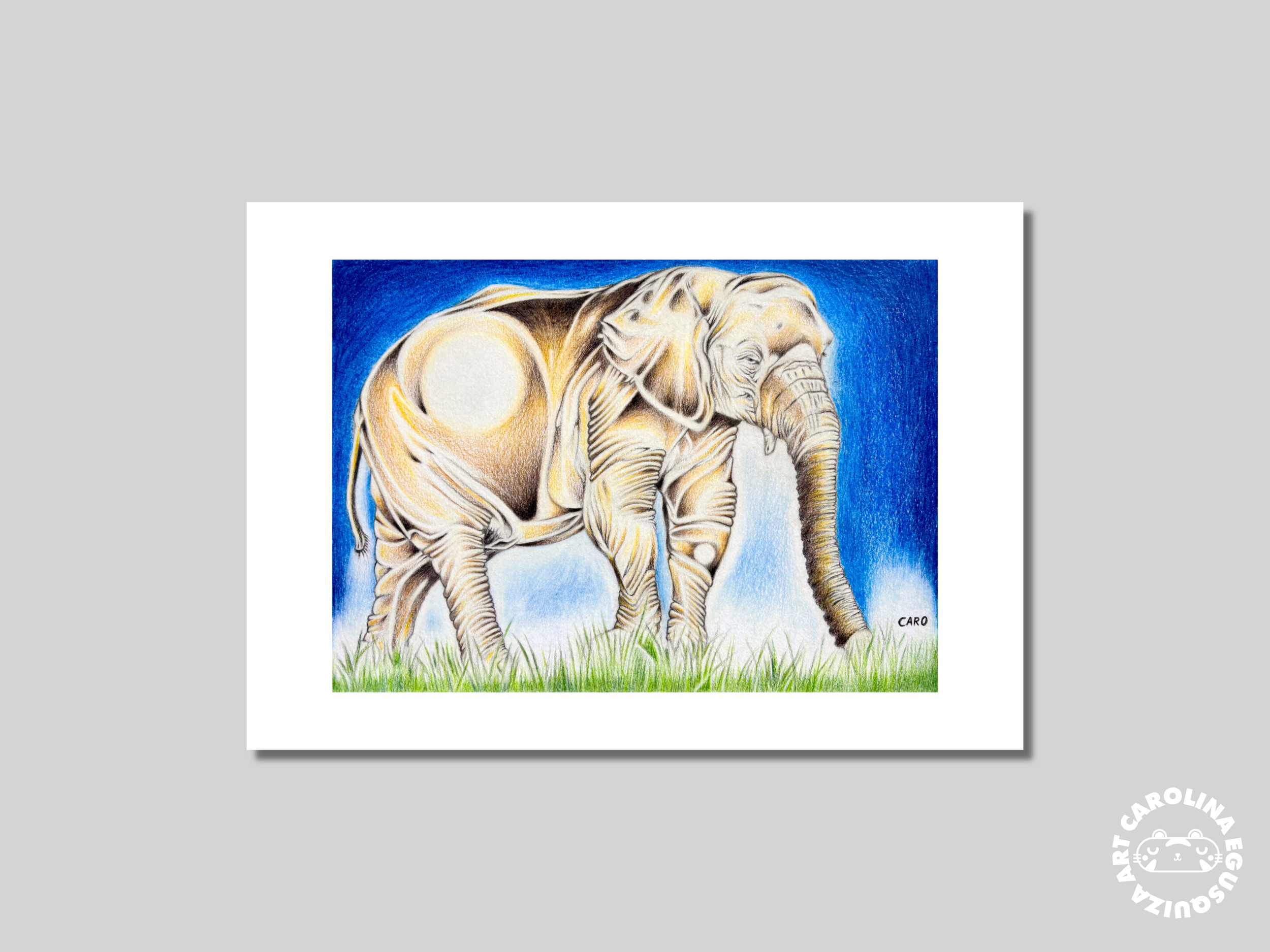 African Bush Elephant, Digital Print Display With Logo.PNG