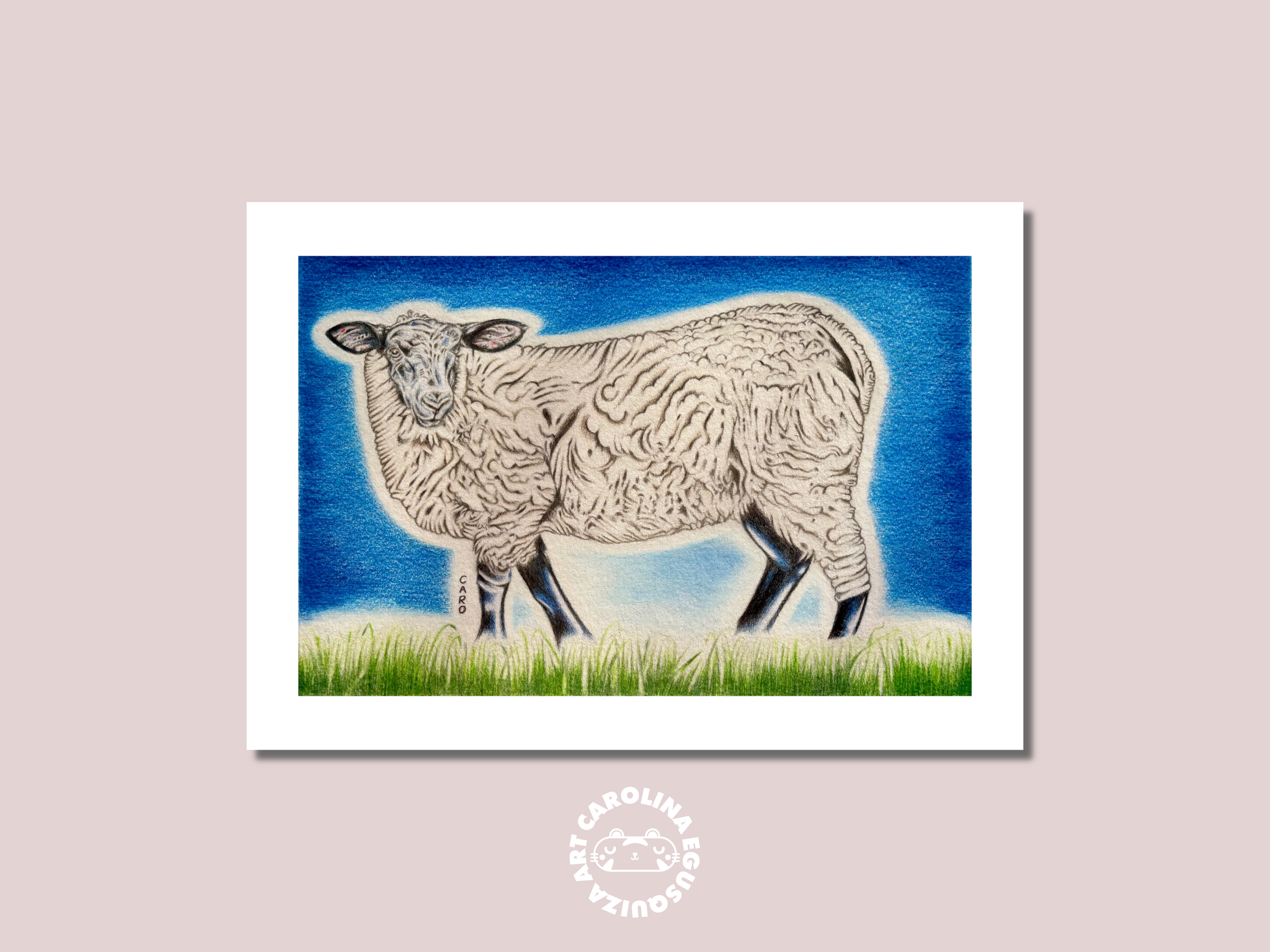 Suffolk Sheep Drawing, Digital Print Display With Logo.PNG