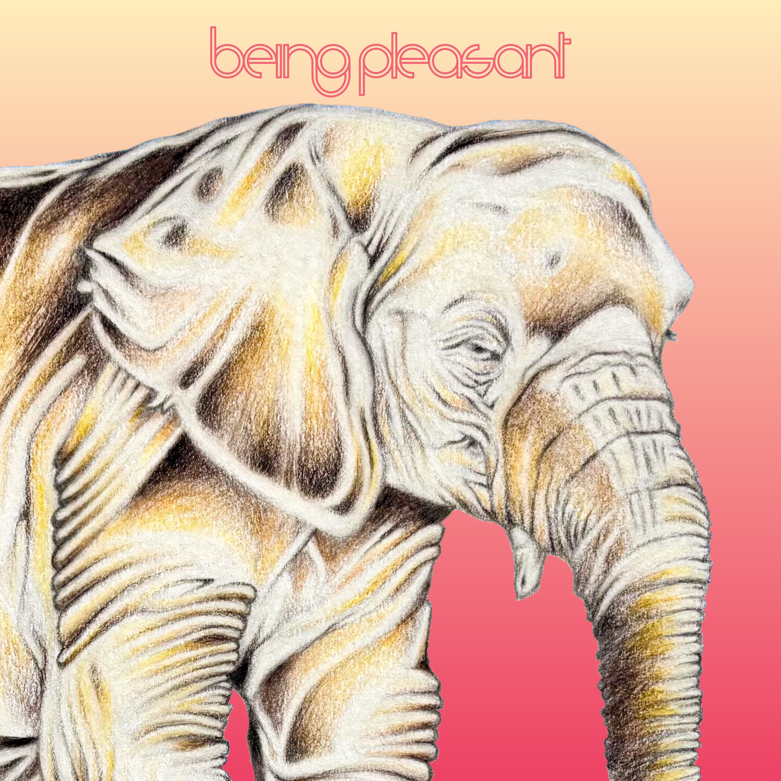 Mixed media banner of an African Bush Elephant being in front of a colourful background. Logo is placed above drawing.