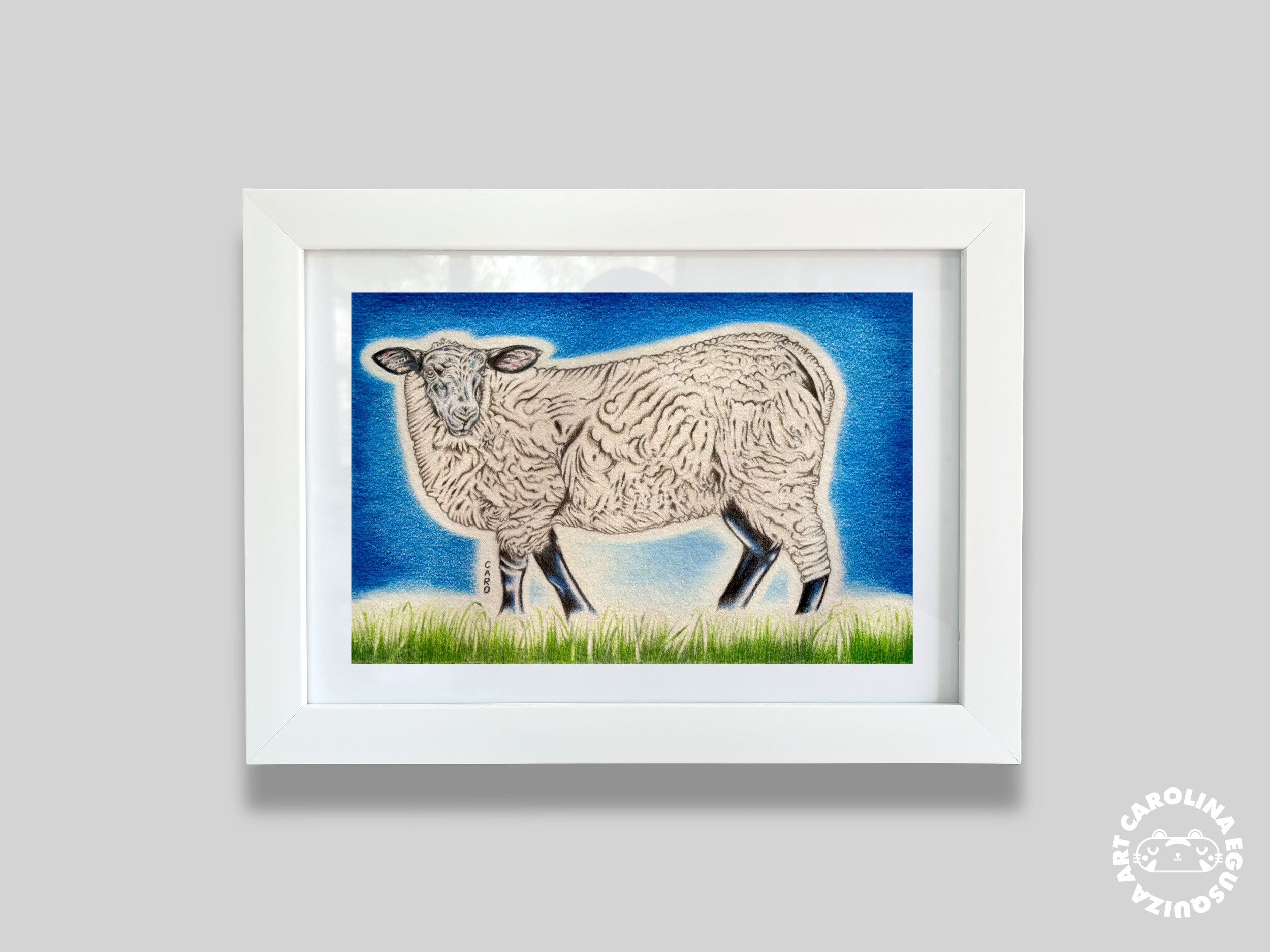 Suffolk Sheep Drawing, A4 Frame Display With Logo, Digital.PNG