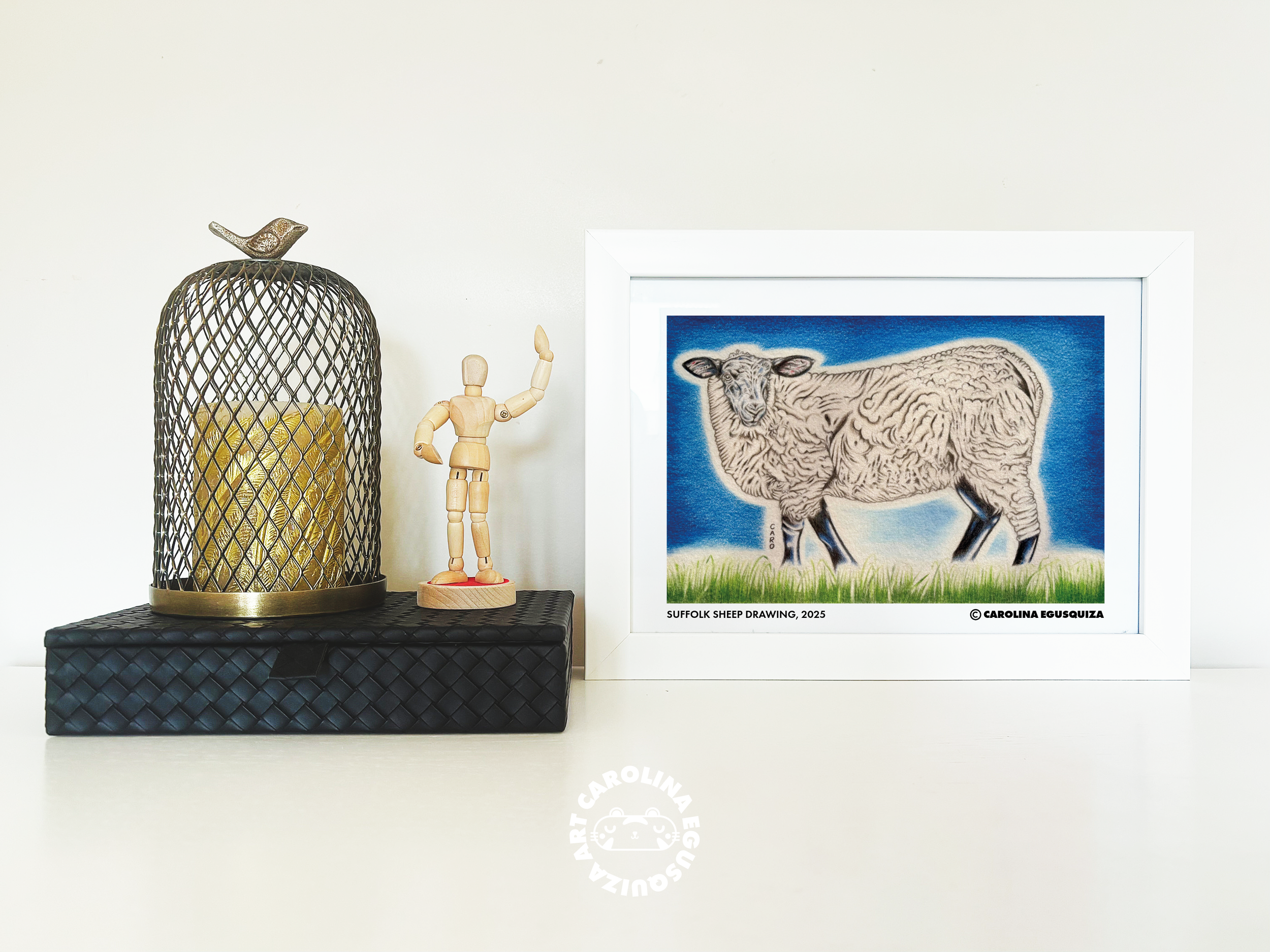 Suffolk Sheep Drawing, A4 Frame Display 1, CMYK.PNG