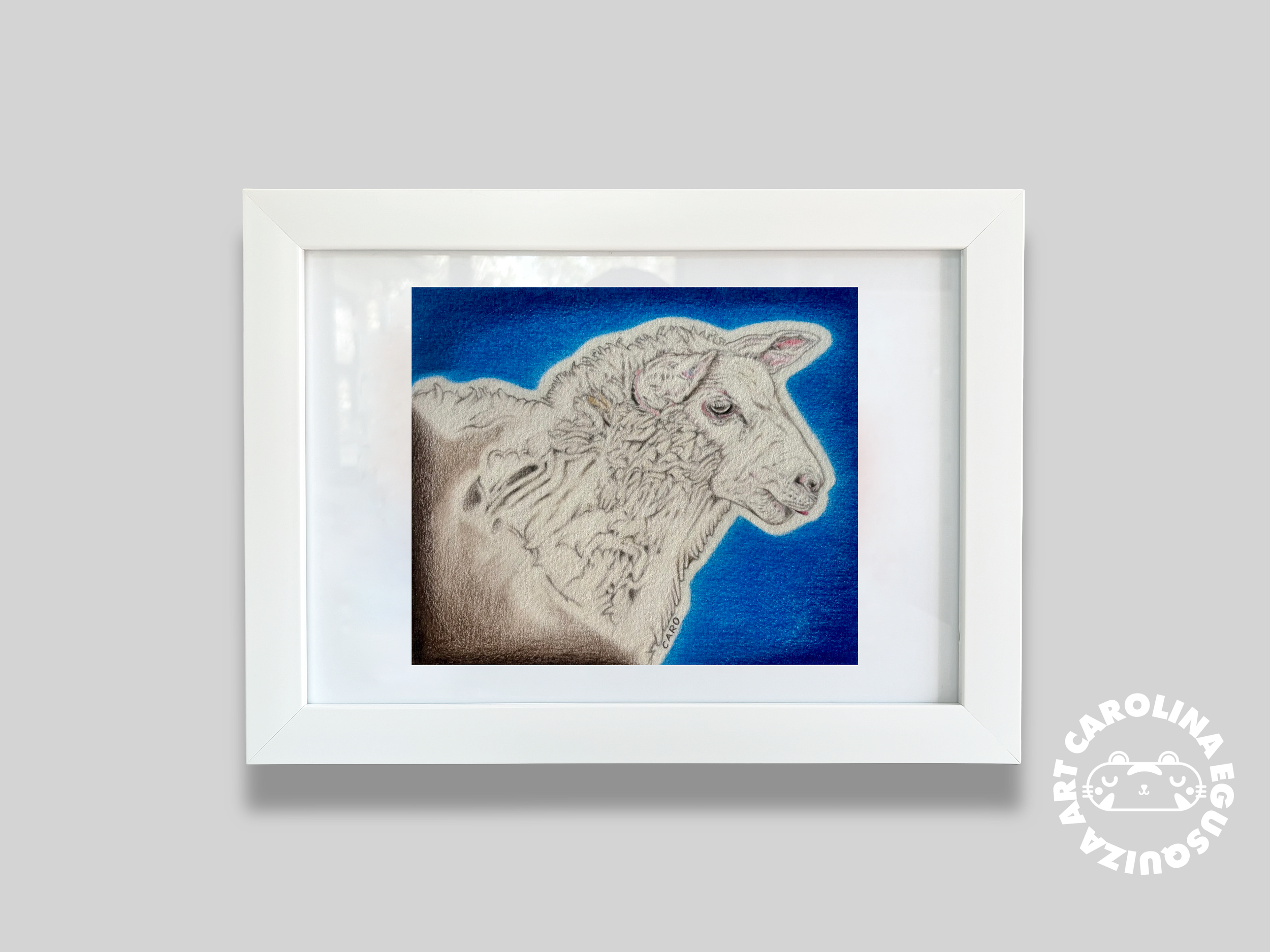 The Peaceful Sheep,  A4 Frame Display With Logo, Digital.PNG