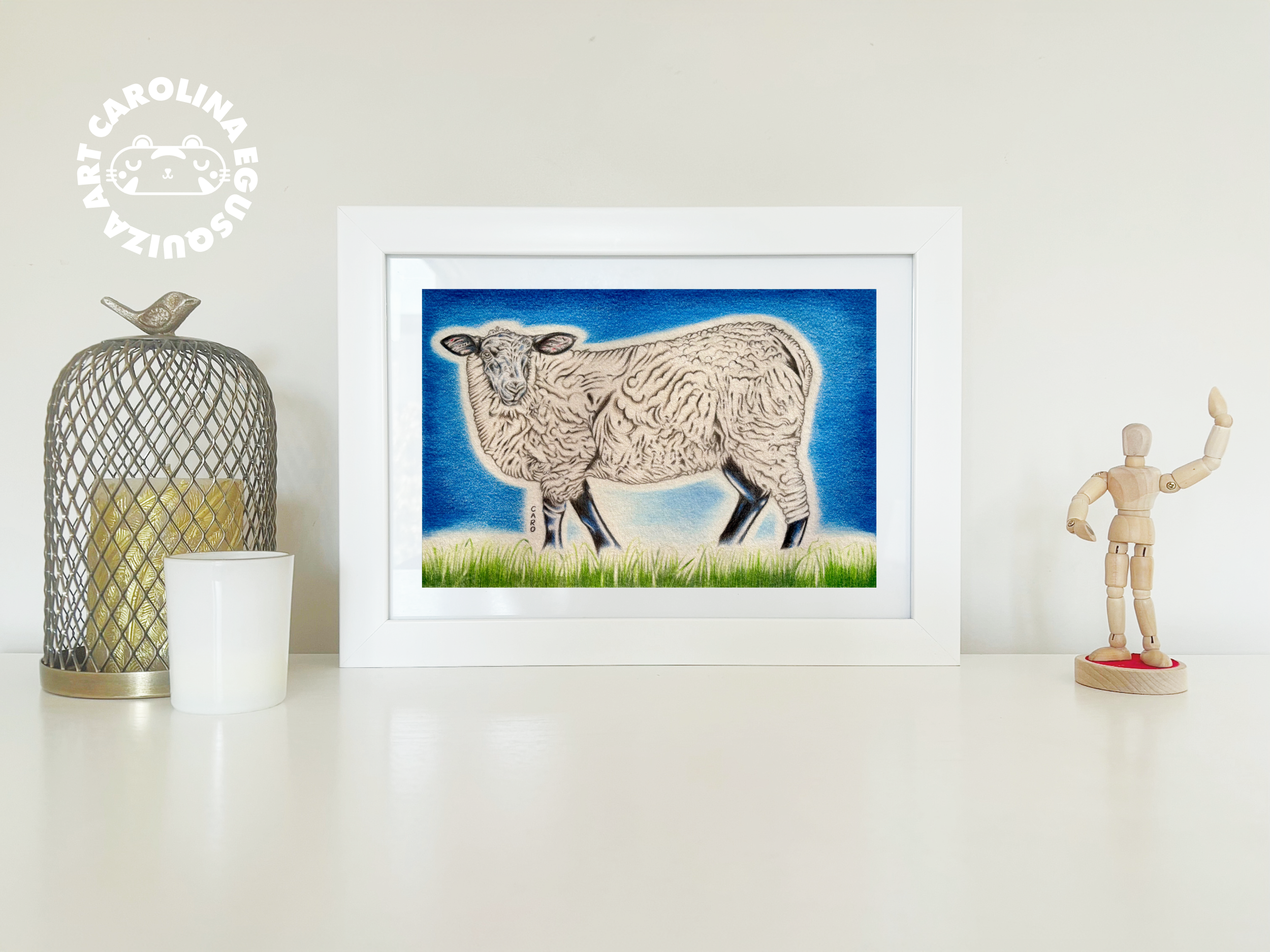 Suffolk Sheep Drawing, A4 Frame Display.PNG