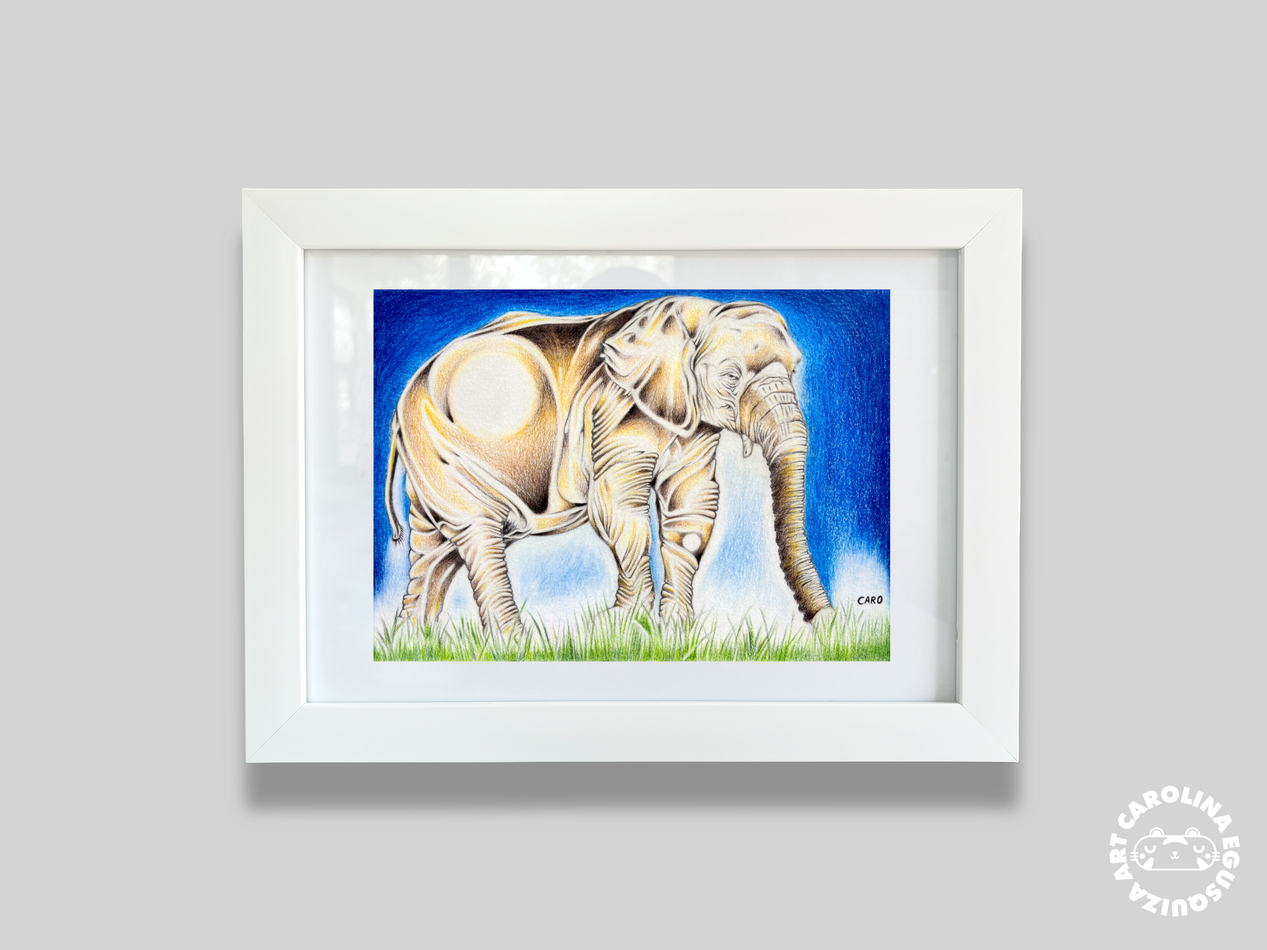 African Bush Elephant,  A4 Frame Display With Logo, Digital.PNG