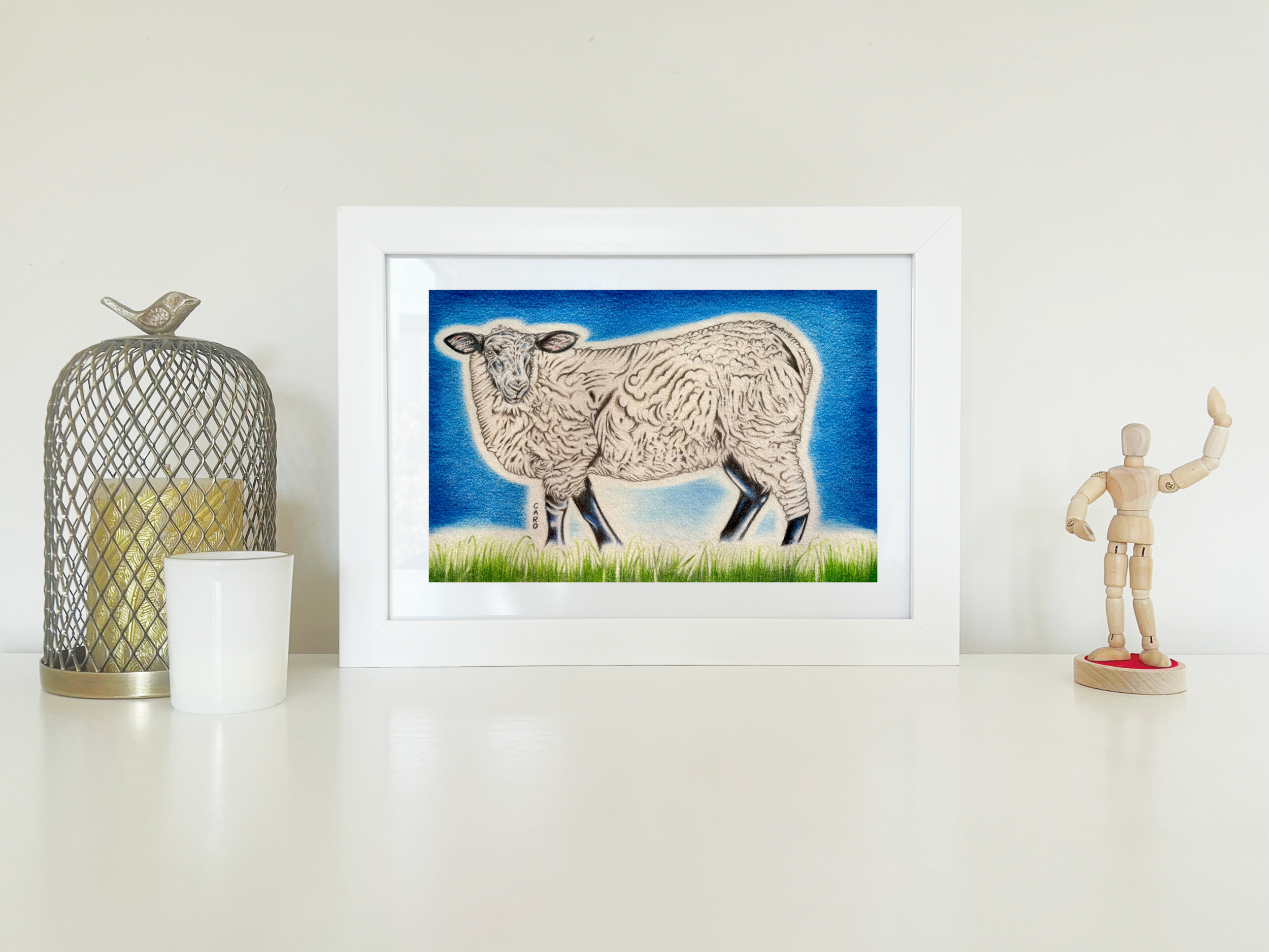 Suffolk Sheep Drawing, A4 Frame Display.PNG