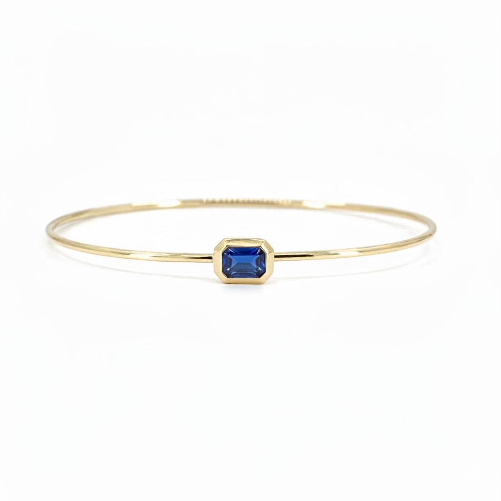 Solitaire Emerald Cut Bangle Bracelet-SAPPHIRE