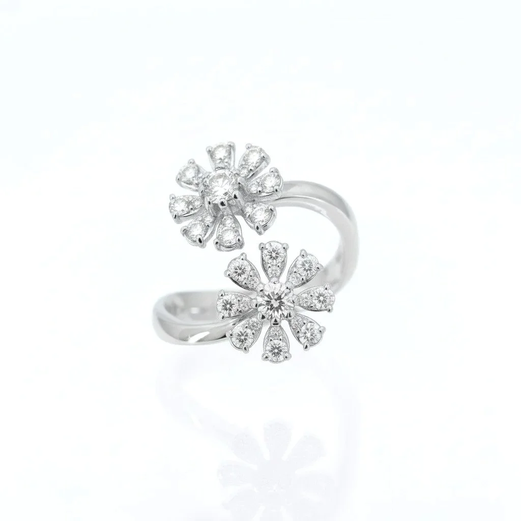 Twin Flower Motif Ring