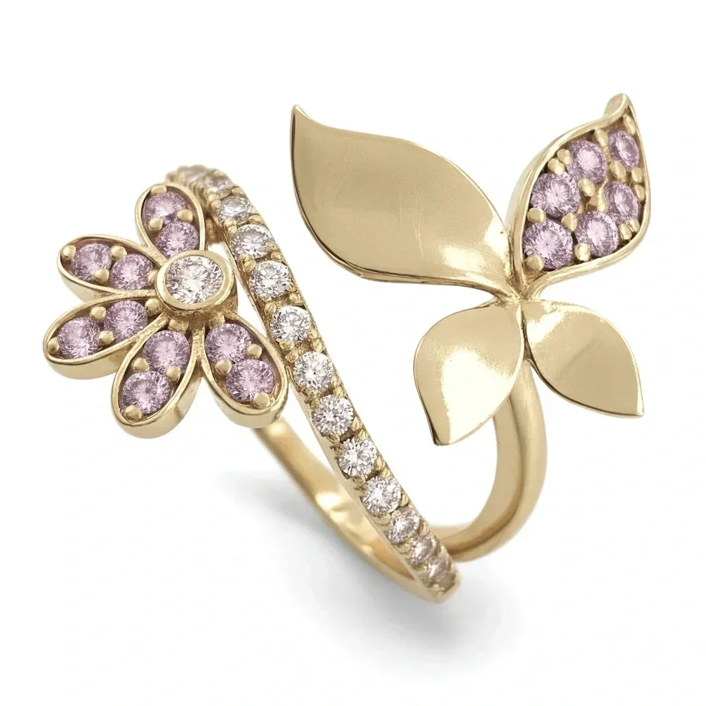 Wing and Bloom Motif Ring