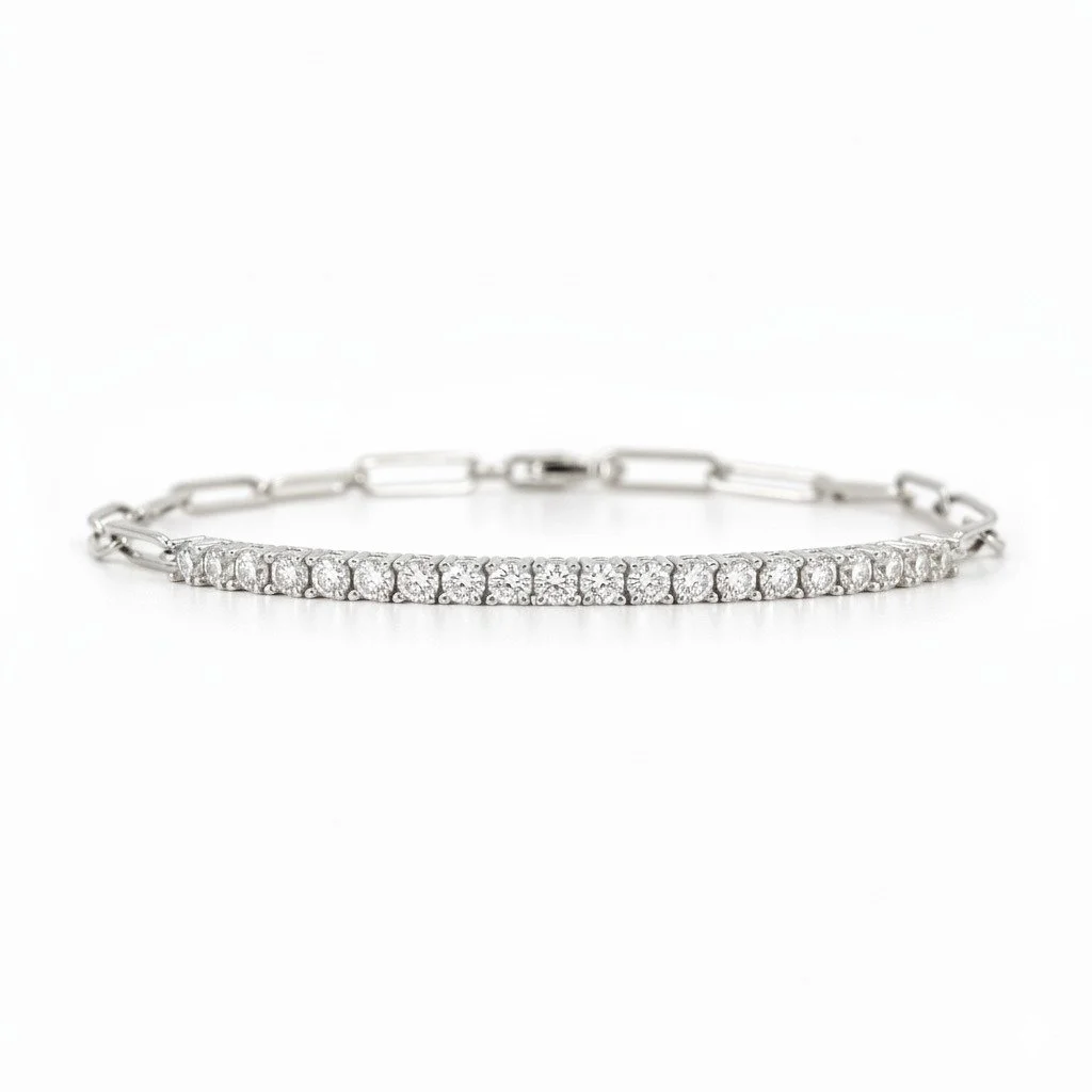 AureJin Paperclip Tennis Bracelet (1CTW)