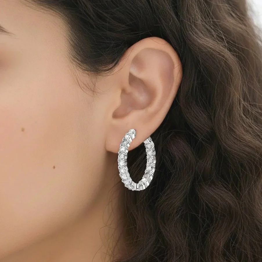 AureJin Diamond Hoop Earrings (5.4CTW)