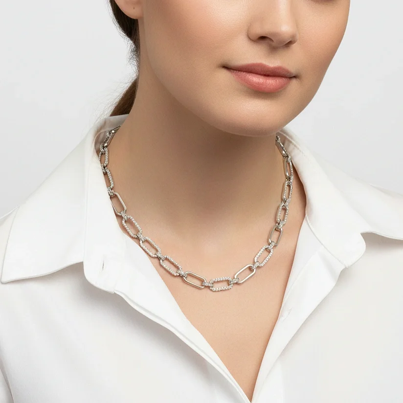 Paperclip Chain Diamond Necklace