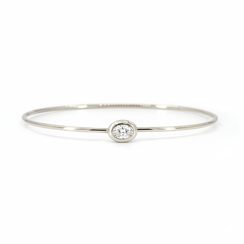 Solitaire Oval Cut Bangle Bracelet-Dia