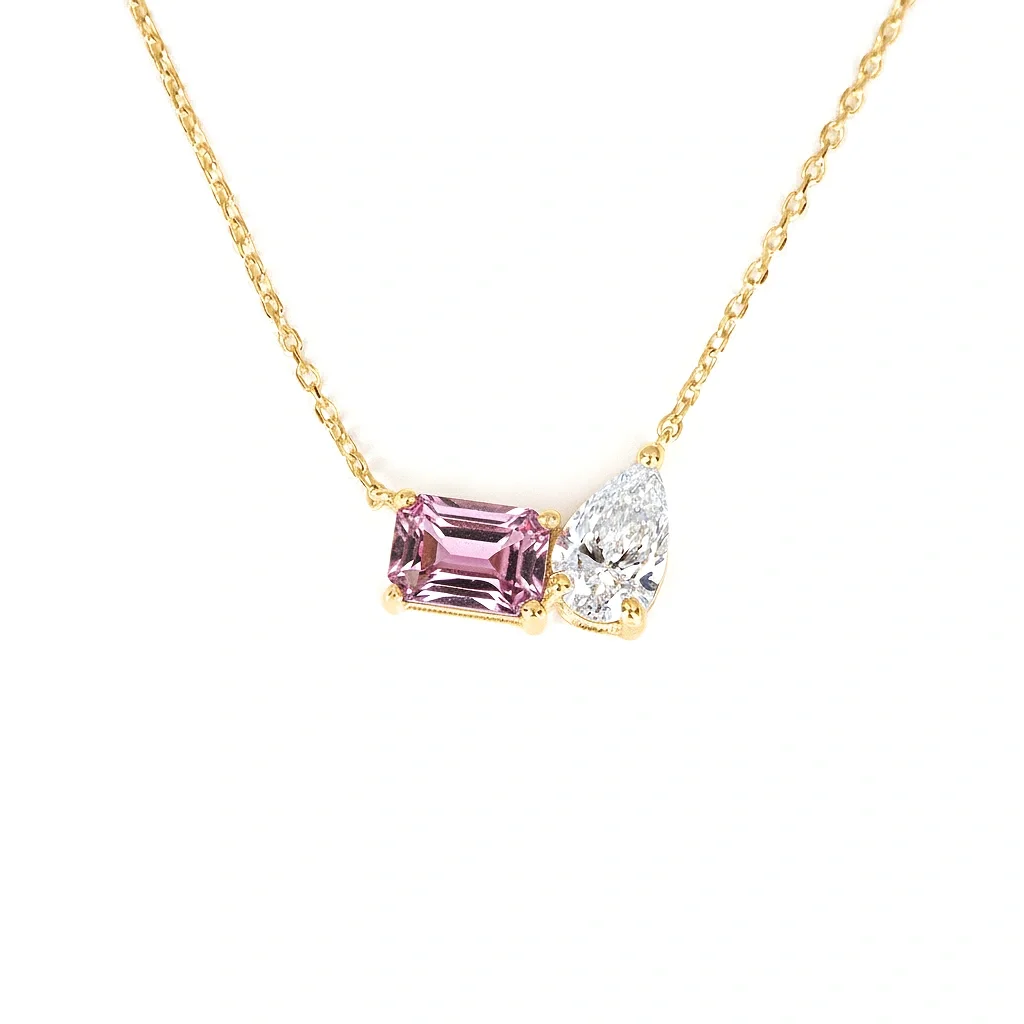Pear and Emerald Duo Necklace_TOURMALINE