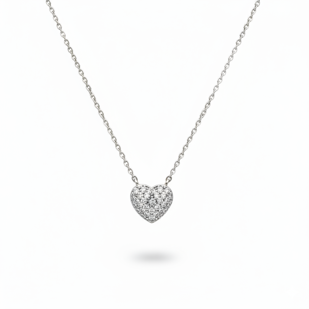 Aure Heart Pave Pendant Necklace