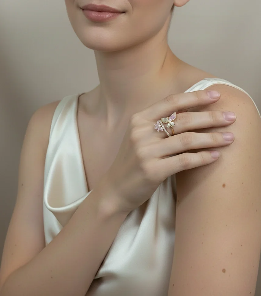 Wing and Bloom Motif Ring