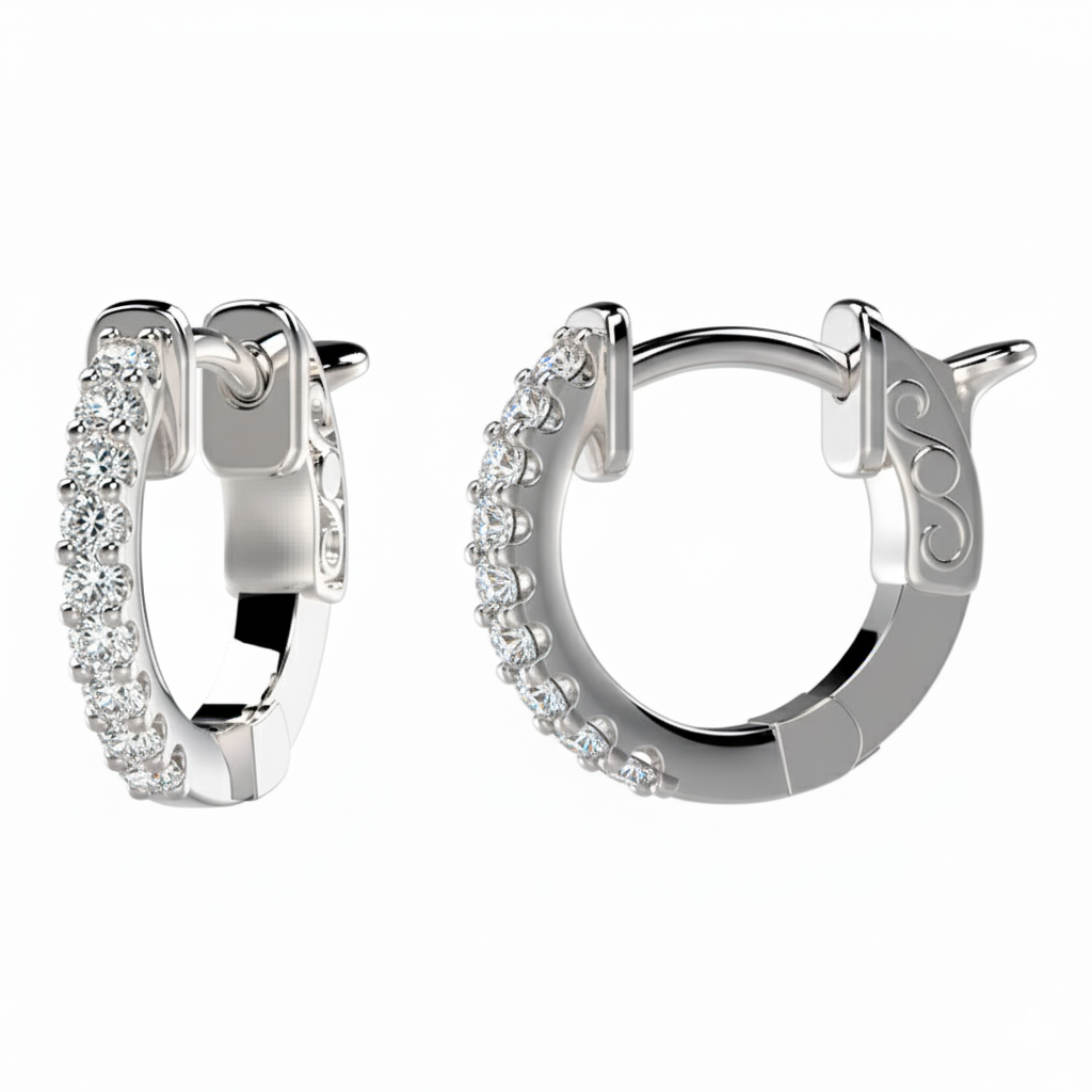 AureJin Diamond Huggie Earrings (0.18CTW)