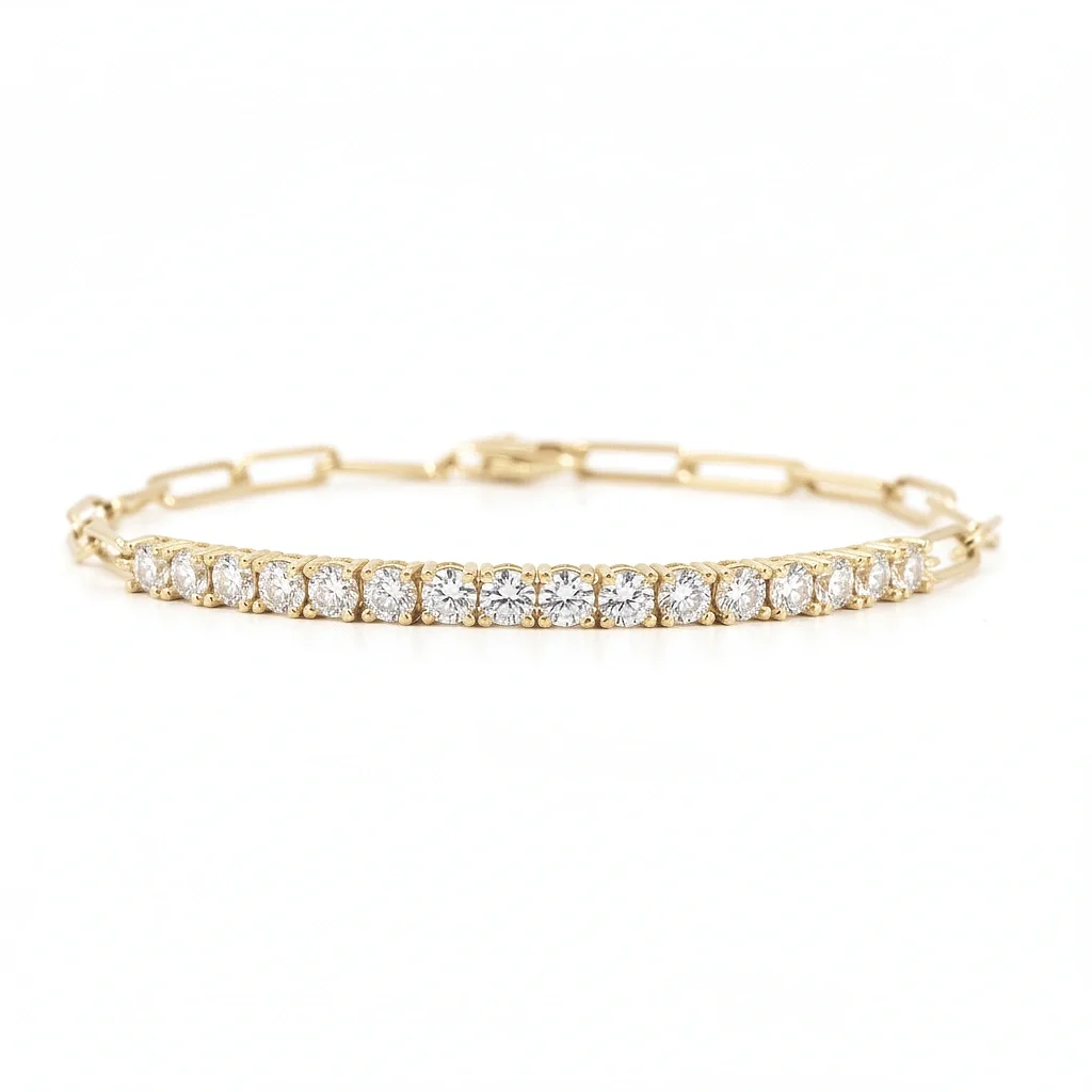 AureJin Paperclip Tennis Bracelet (1.6CTW)