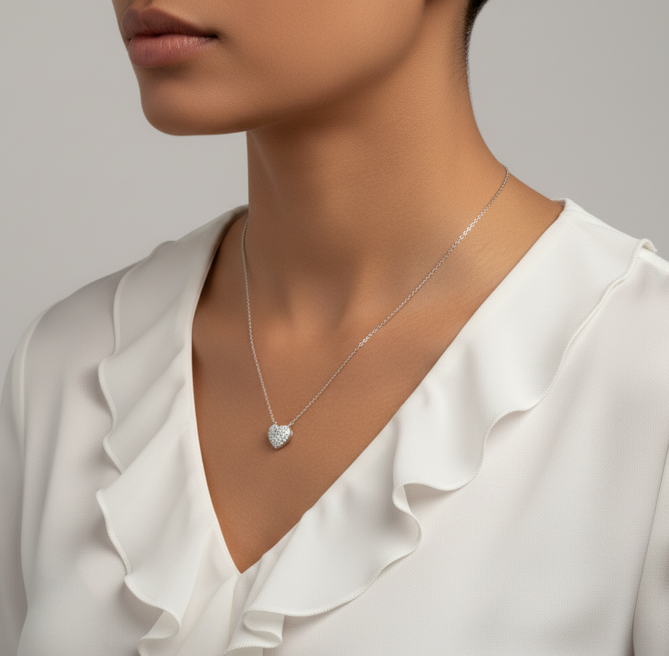Petite pave heart pendant